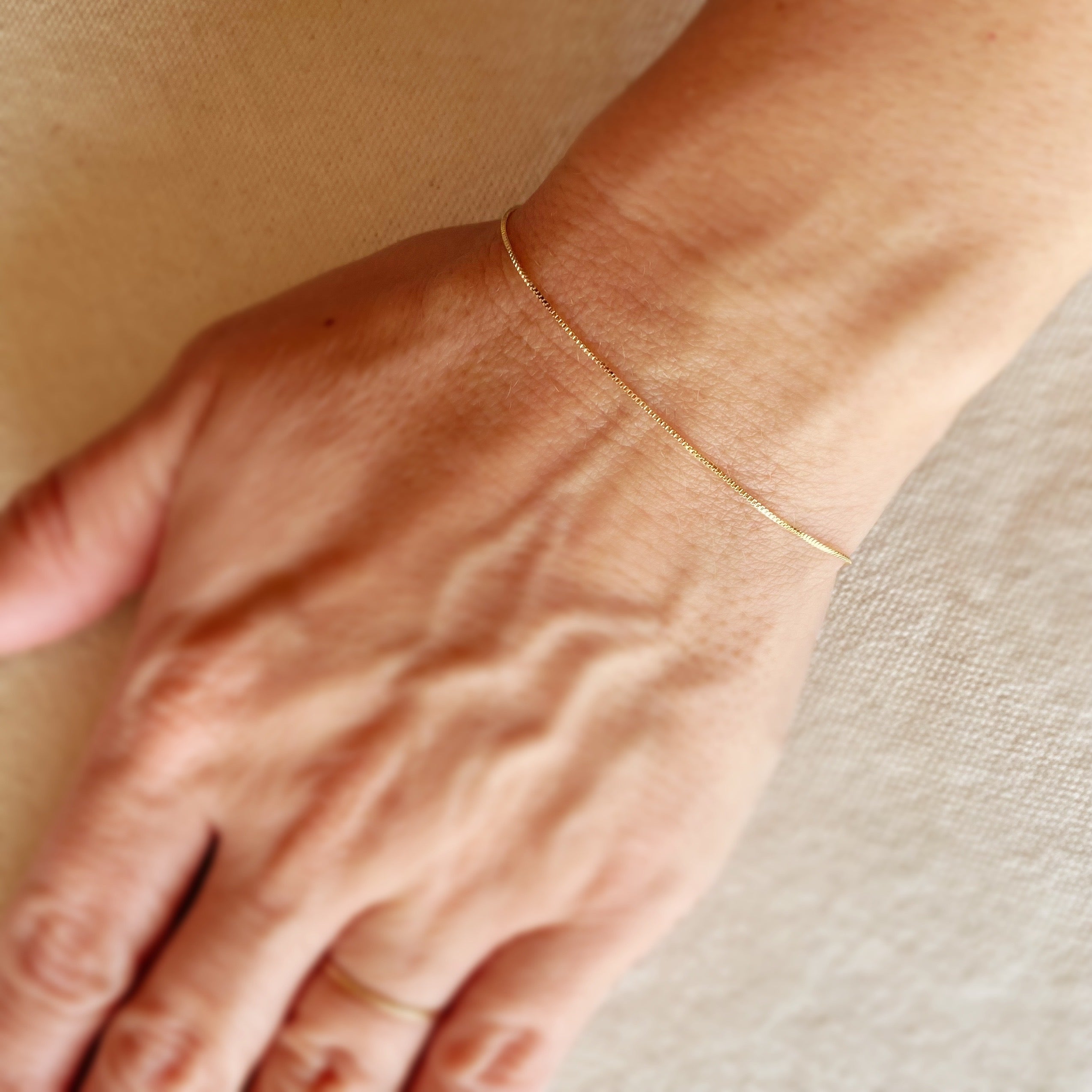 18K Gold Filled 0.5mm Box Chain Bracelet for Women - Dainty Minimalist Jewelry for Everyday Wear, Gifts & Special Occasions