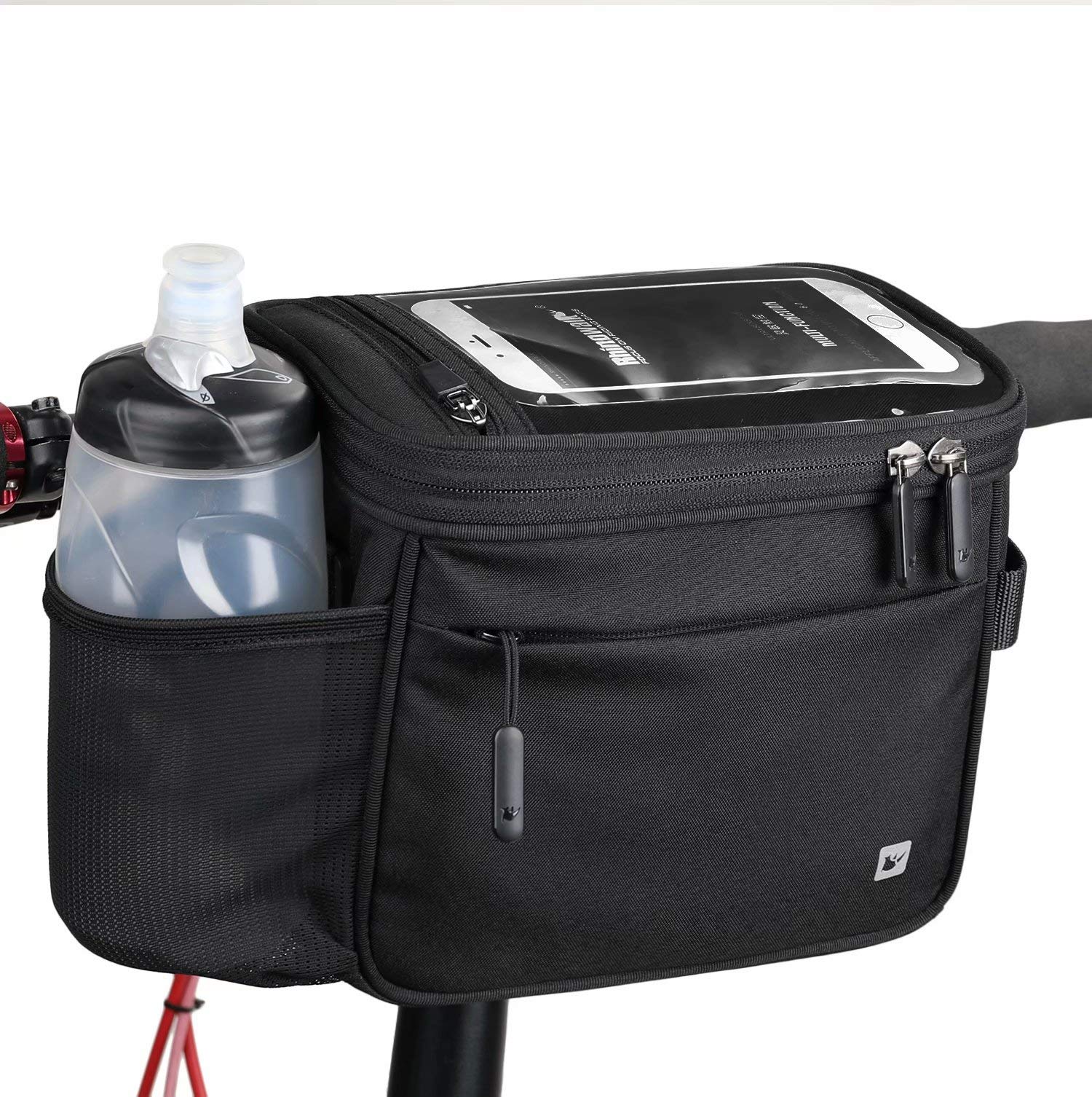 Rhinowalk Waterproof Bike Handlebar Bag - Front Bicycle Pack with Touch Screen Shoulder Strap for Phone, Camera & Essentials | Perfect for Cycling, Commuting & Outdoor Adventures