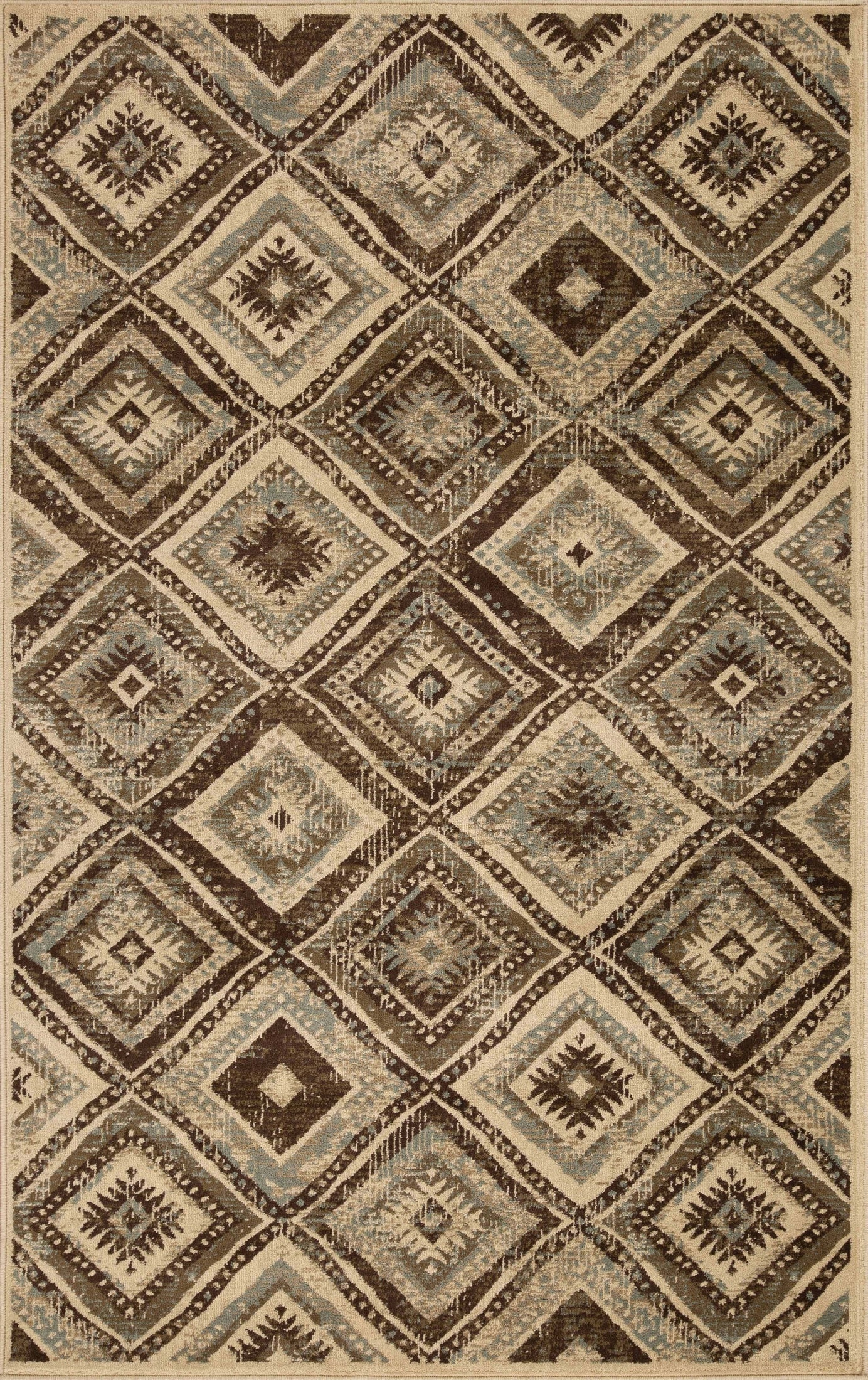 Southwestern Farmhouse Diamond Pattern Indoor Area Rug & Runner - Perfect for Living Room, Bedroom, or Entryway Decor