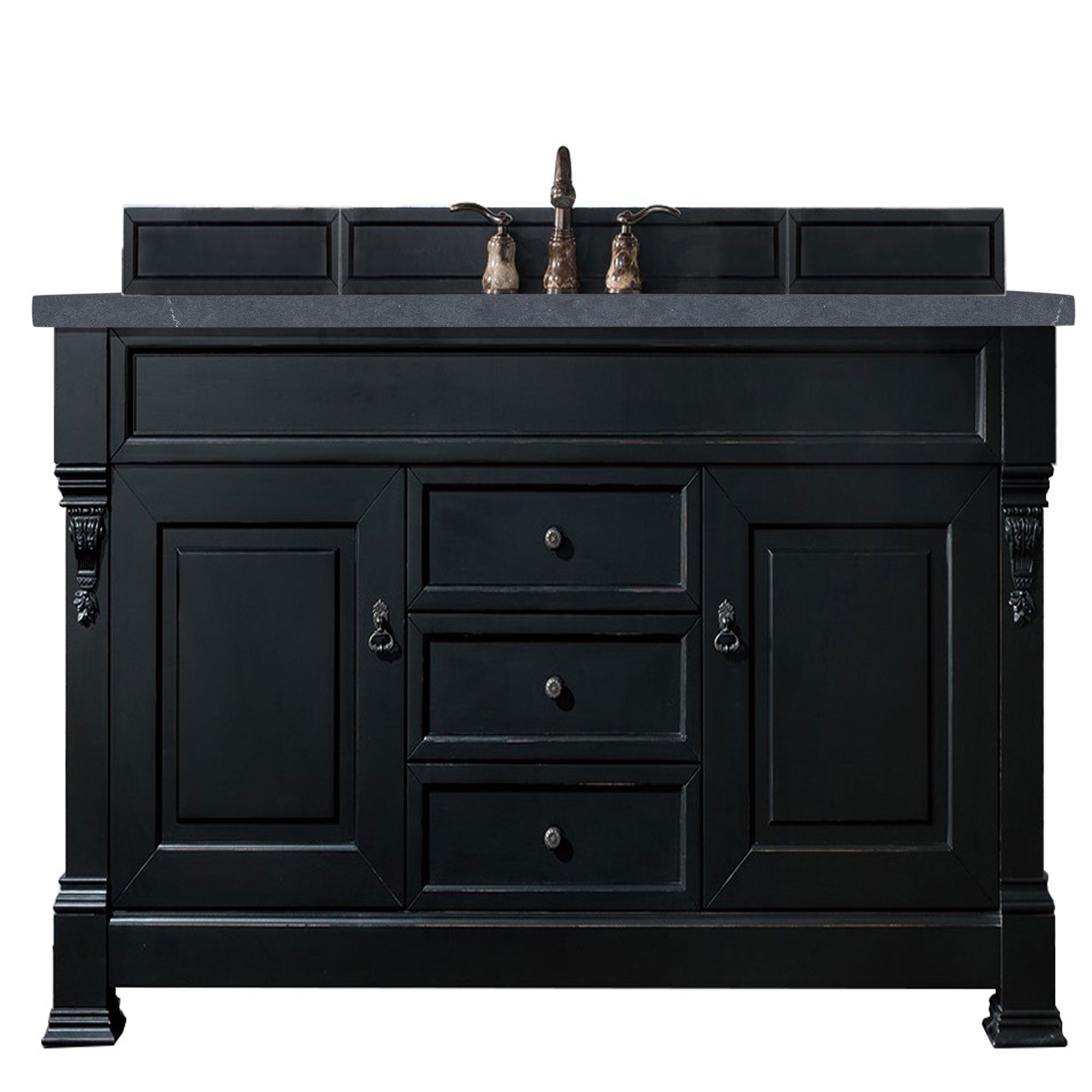 Brookfield 60 Inch Single Bathroom Vanity with Antique Black Finish & 3CM Charcoal Soapstone Quartz Countertop - Perfect for Modern Farmhouse, Traditional, or Transitional Bathroom Designs