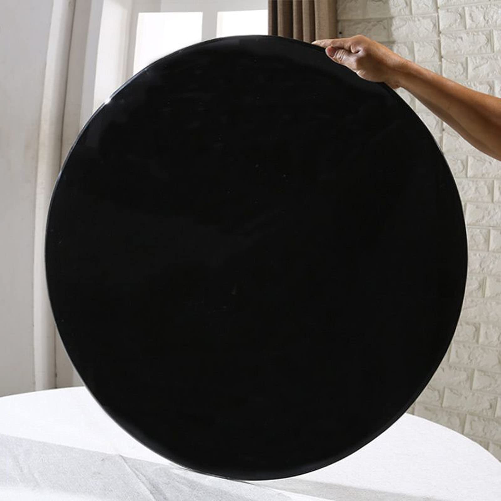 AILILI 15in 18in 19in 24in 27in 28in Round Black Tempered Glass Table Top - Durable Plate Glass Replacement for Dining Tables & Coffee Tables - Perfect for Modern Home Decor & Office Furniture (28in/70cm)