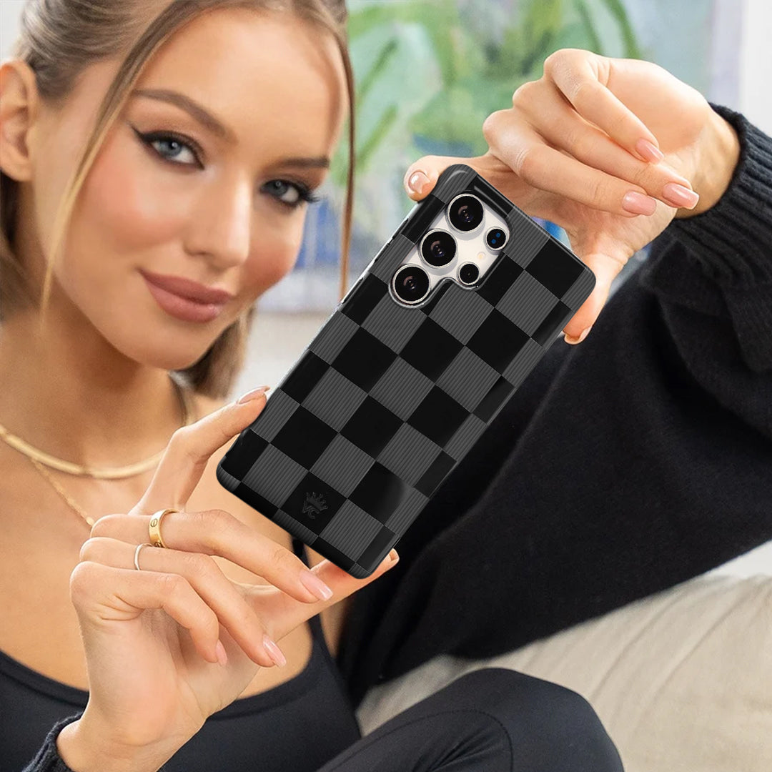 Noir Vibe Checkered Samsung Phone Case - Stylish Protective Cover for Samsung Galaxy (Model Specific) | Perfect for Everyday Use, Work & Travel