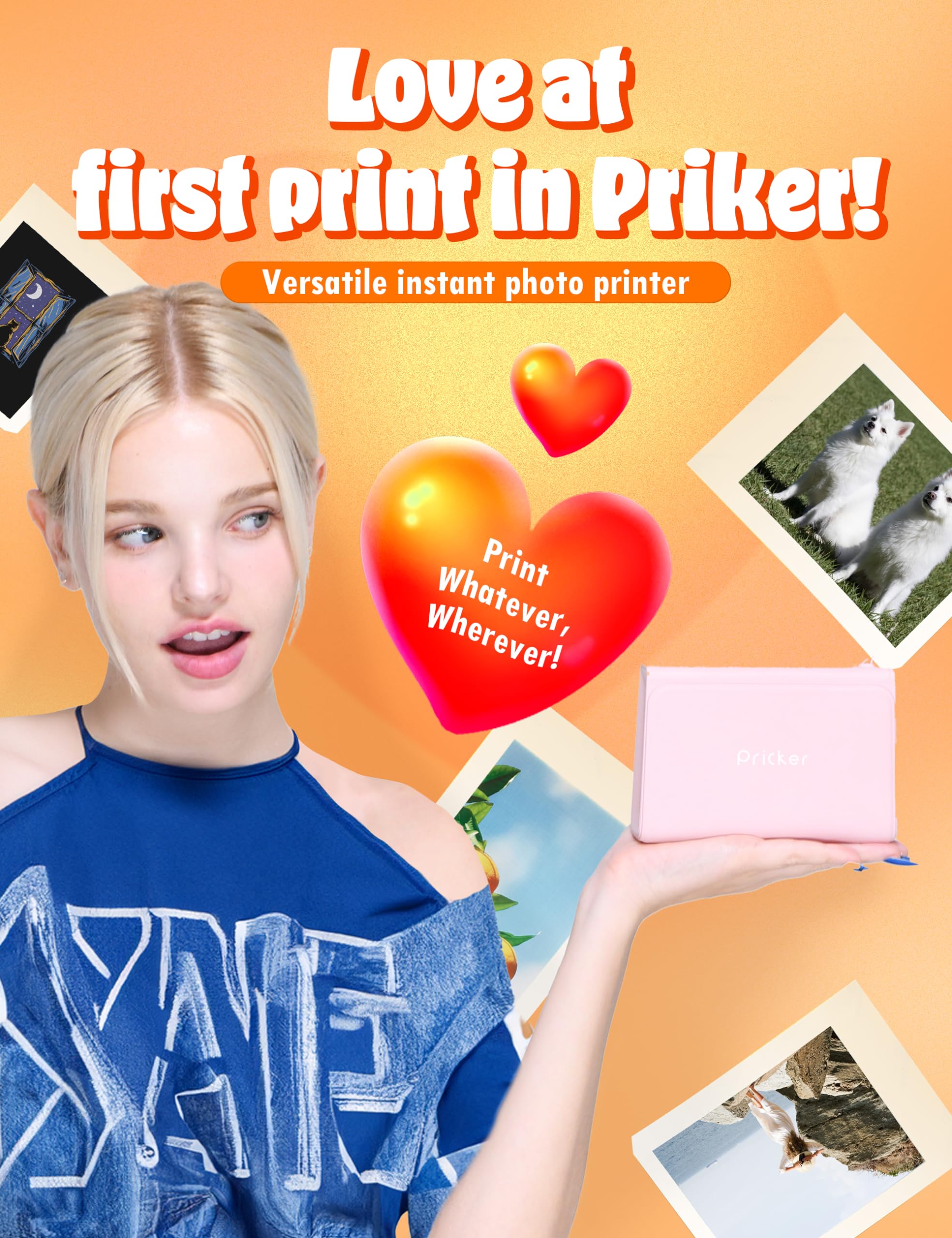 Wireless Photo Sticker Printer for iPhone & Android - 6PASS Mini Portable Printer with 10 Photo Sheets & 10 Label Sheets - Customizable 2.56