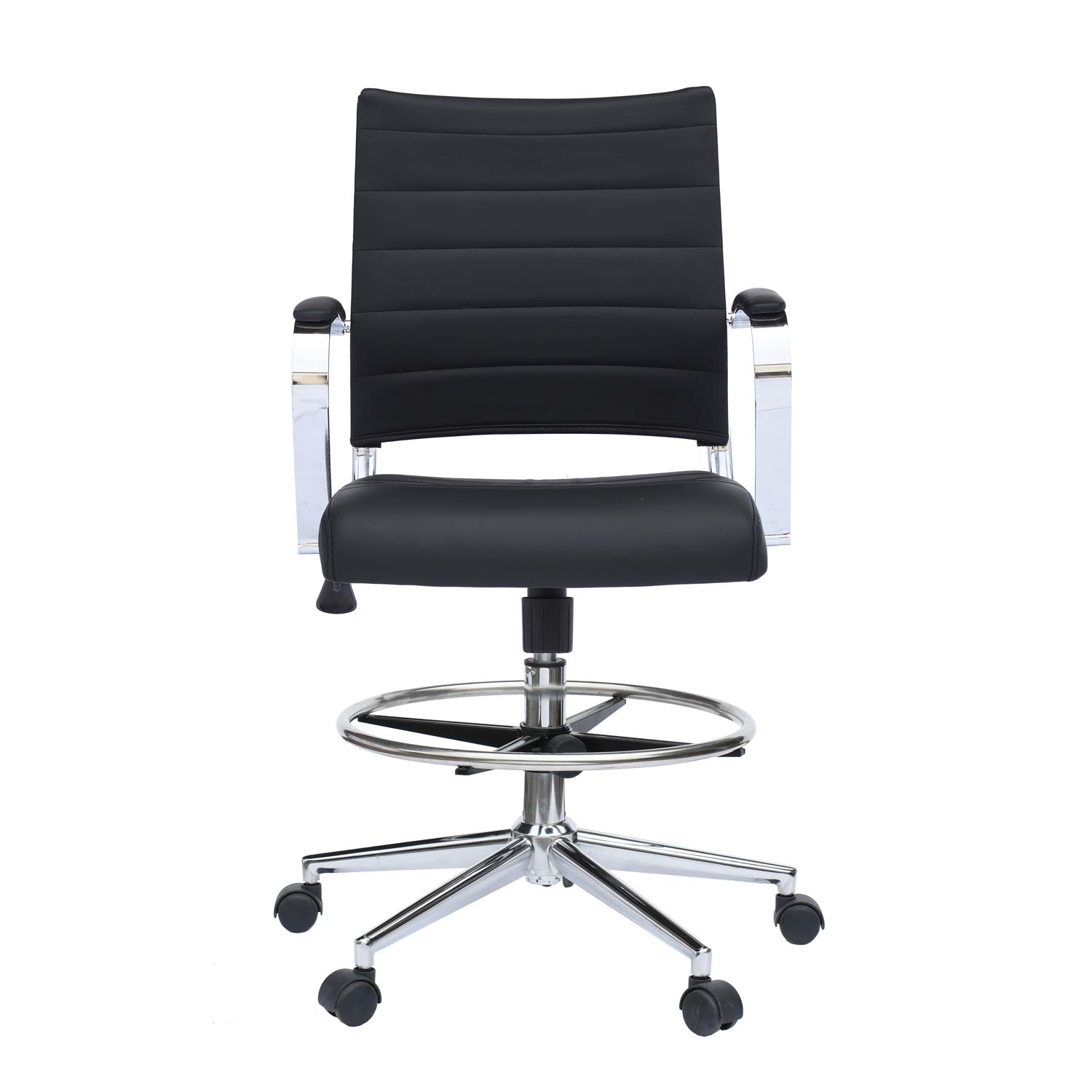 2xhome Modern Adjustable Ergonomic Office Chair - High Back Drafting Chair with Lumbar Support & Arms for Computer Work, Gaming & Home Office (Black) - Perfect for Long Hours Sitting, Studying & Professional Workspaces