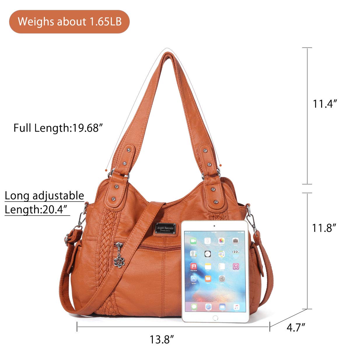 Angel Barcelo Women's Roomy Hobo Handbag - Fashionable Leather Shoulder Bag & Tote Purse for Work, Travel & Everyday Use