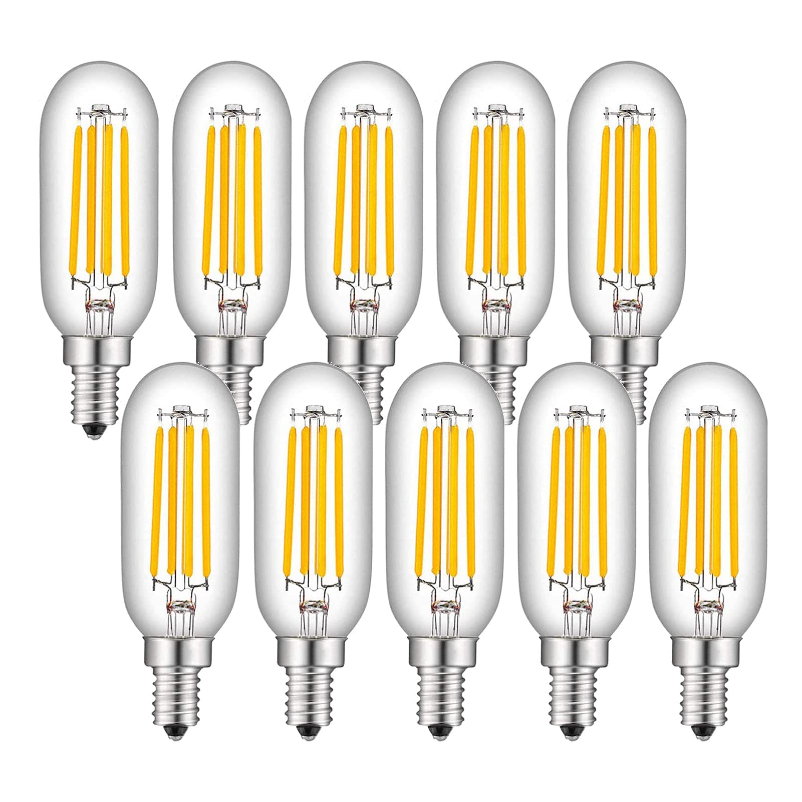 4W LED E12 Candelabra Base Light Bulb - 10 Pack Warm White 3000K (40W Equivalent) - 110V/220V Non-Dimmable Energy Saving Edison Style Filament Bulbs - Perfect for Chandeliers, Wall Sconces & Vintage Lighting Fixtures