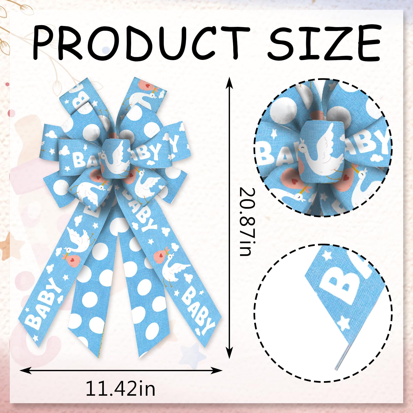 Baby Shower Bows for Wreath - Blue Burlap Bows for Gender Reveal & Door Decor