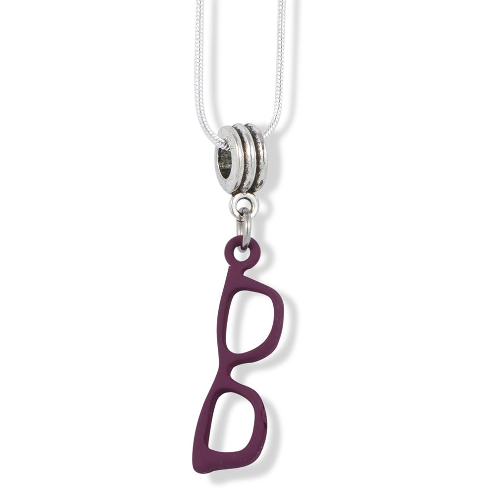Fashionable Snake Chain Necklace with Eyeglass Frame Charm in Violet - Perfect for Glasses Holders, Stylish Accessory for Women & Men