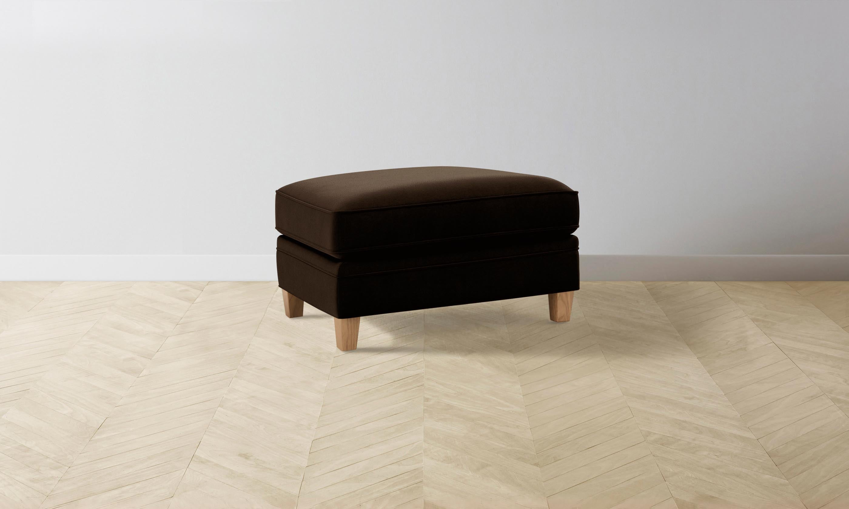 Luxury Carmine Ottoman with Mohair Upholstery in Rich Chocolate Brown - Perfect for Living Room, Bedroom, or Home Office Decor