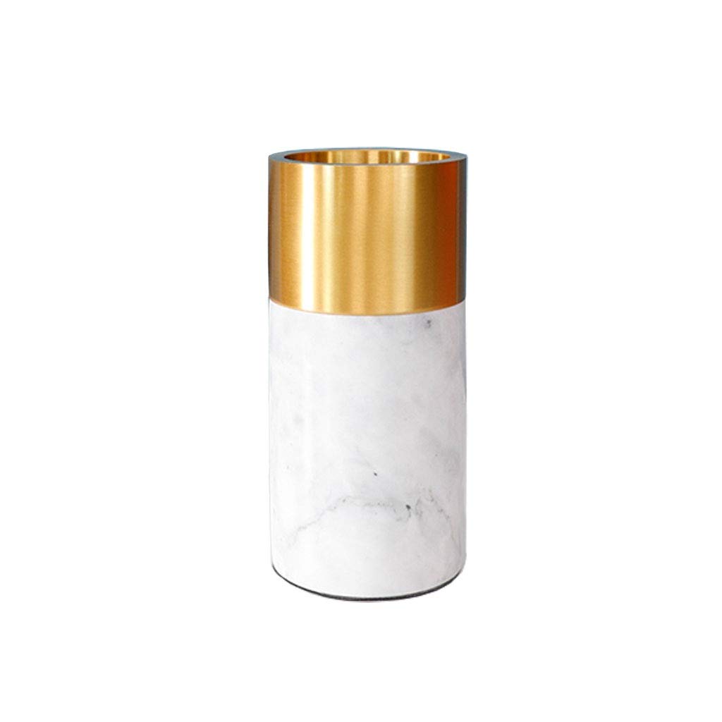 White Marble Flower Vase for Home Decor - Modern Small Centerpiece for Living Room, Dining Table, Office Desk | Elegant Decorative Vase for Wedding, Party & Interior Design (Size B)