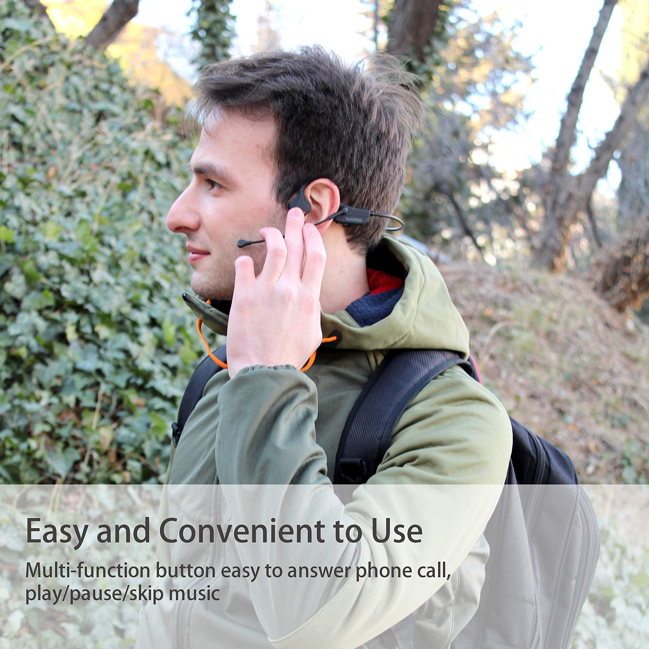 Wireless Bone Conduction Headphones with Noise-Canceling Mic - Bluetooth 5.0 Open-Ear Headset for Work, Running, Driving & Online Meetings - Comfortable & Secure Fit for All-Day Use