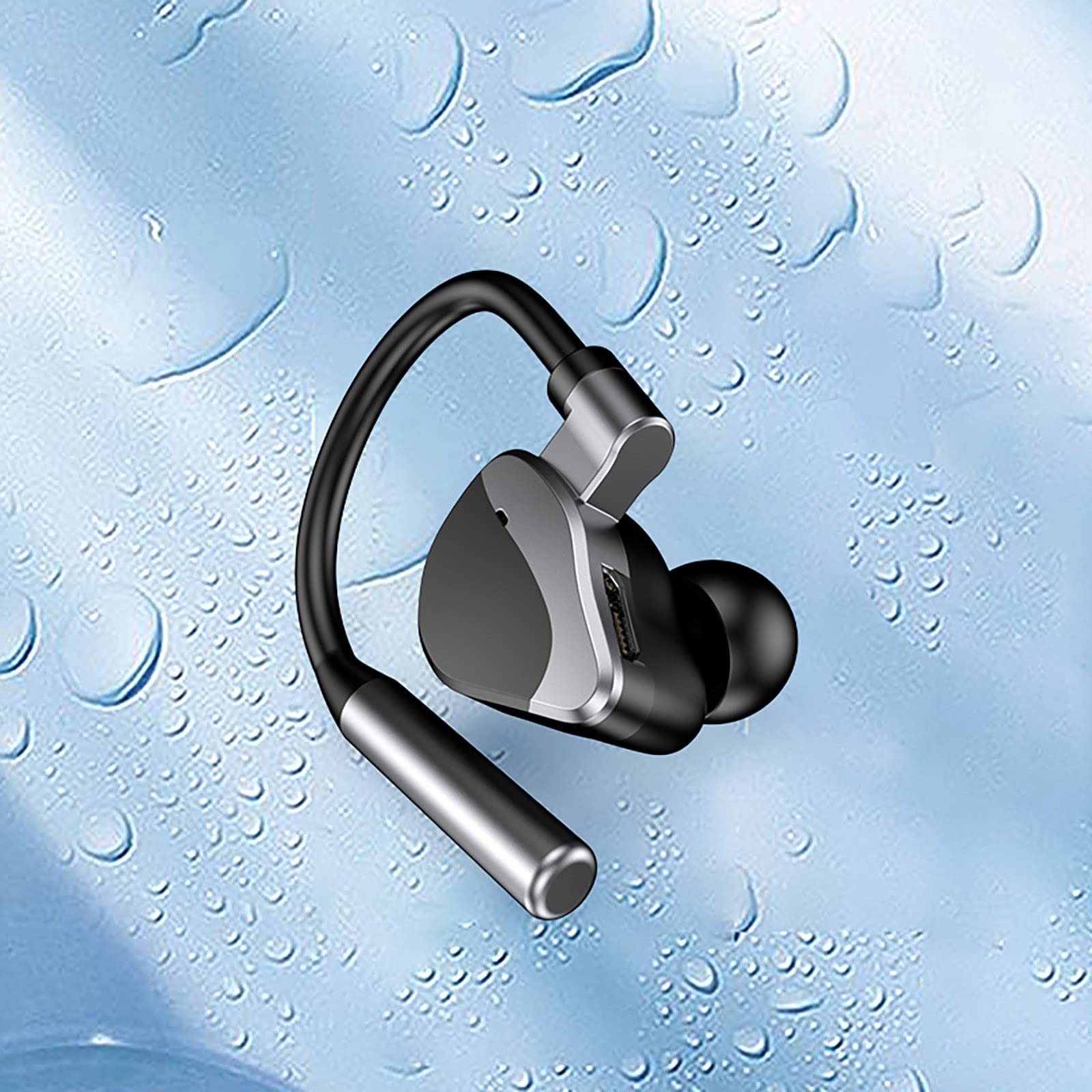 Wireless Bluetooth 5.2 Headphones with Noise Cancellation & Built-in Mic - Single Ear Stereo Earbud with Touch Controls & Secure Ear Hook - Perfect for Business Calls, Office Work, Driving & Sports Activities