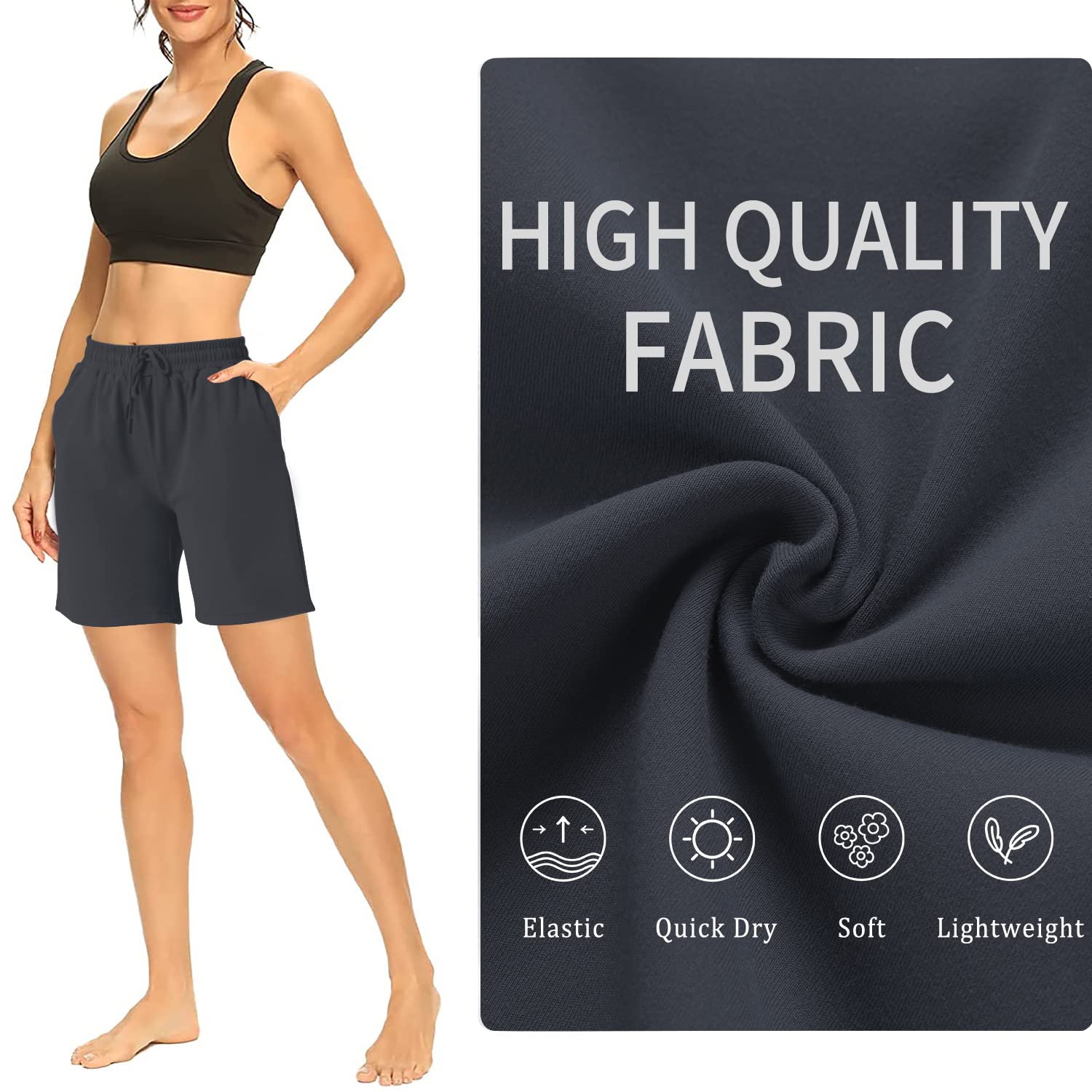Women's Athletic Shorts with Pockets - Comfortable Bermuda Yoga Shorts for Gym, Workout & Running | Perfect for Yoga, Fitness Training & Casual Wear