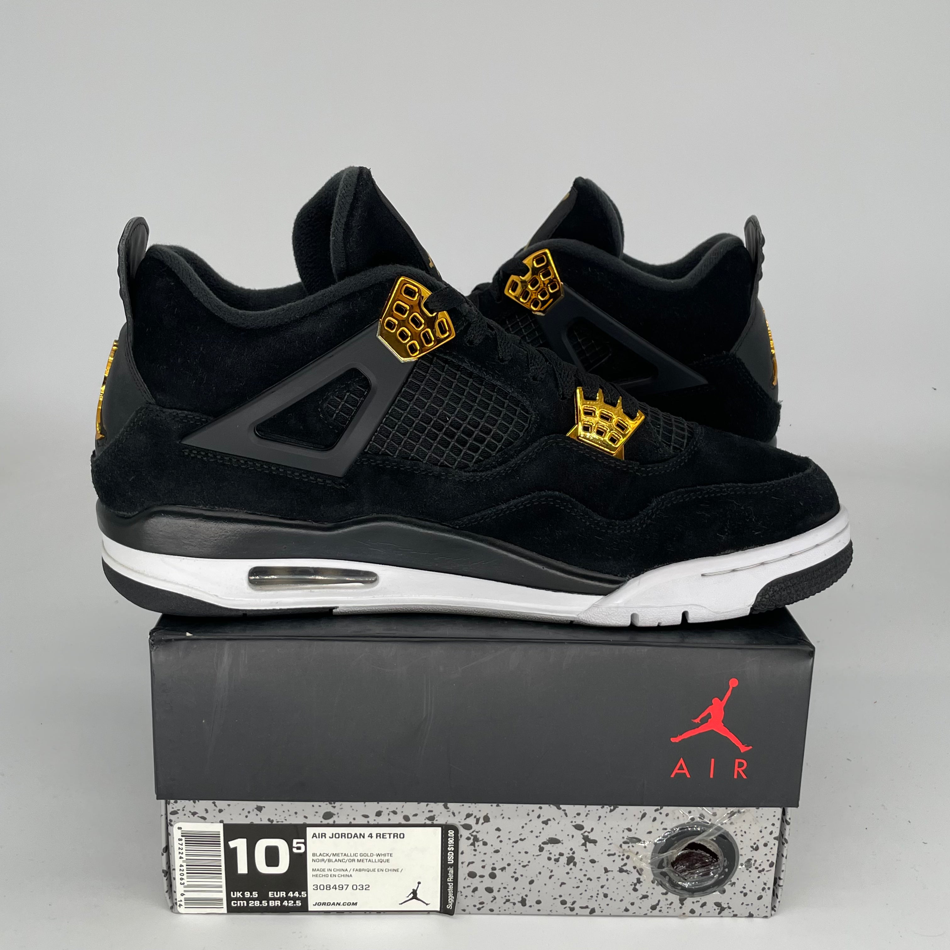 Original Air Jordan 4 Retro 'Royalty' Men's Basketball Shoes Size 10.5 (308497-032) - Perfect for Sneaker Collectors & Streetwear Fashion