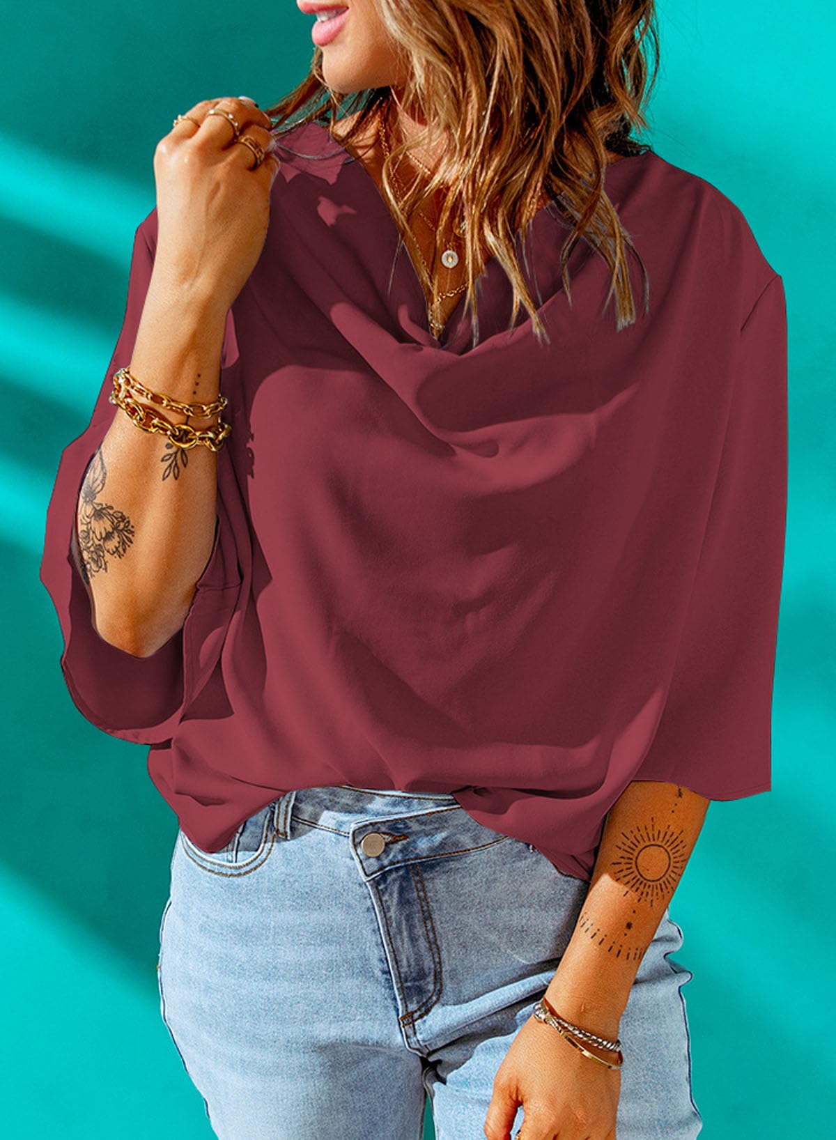 Dokotoo Women's Short Sleeve Chiffon Blouses & Tops - Lightweight Summer Shirts for Work, Office, Dating & Casual Wear