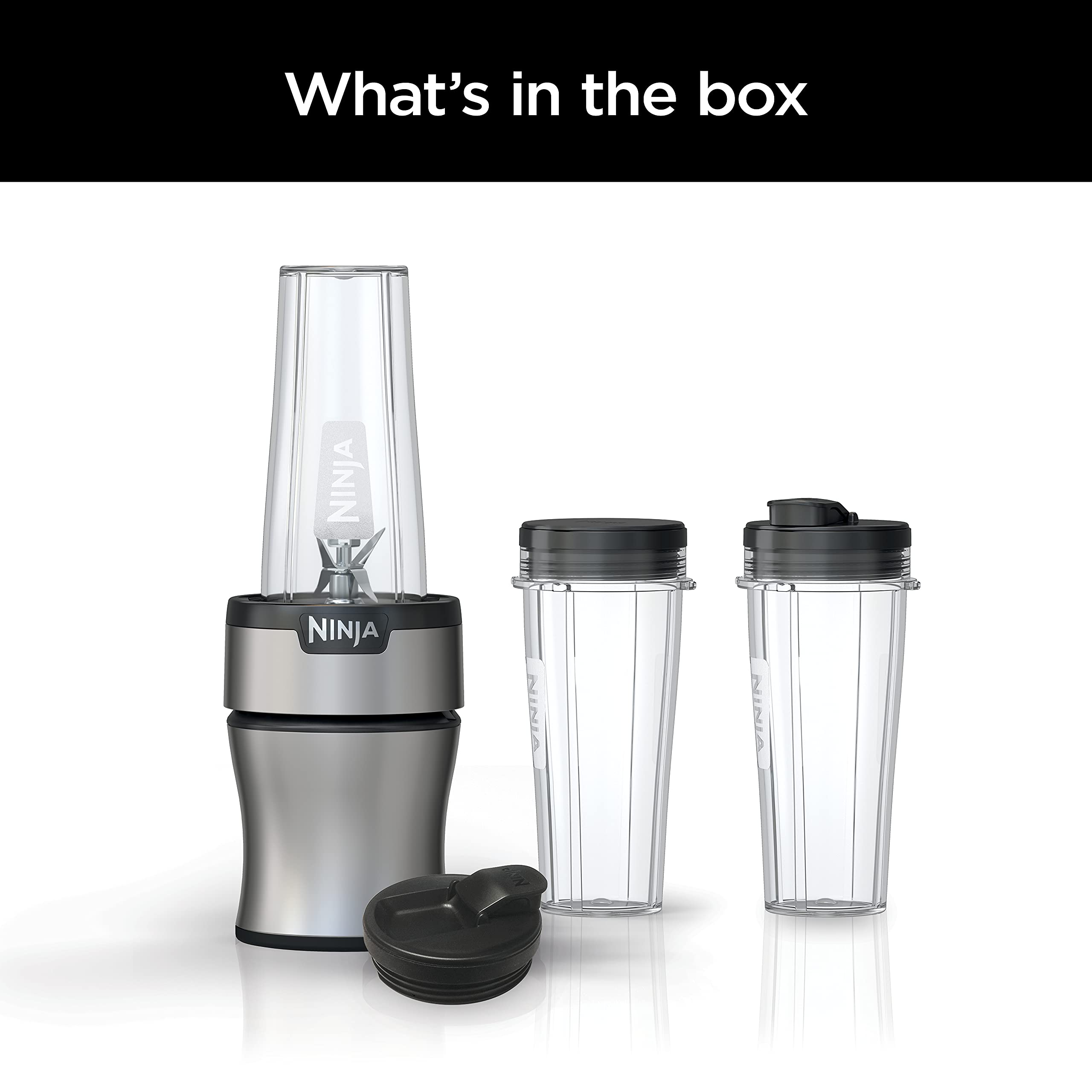 Ninja BN301 Nutri-Blender Plus Compact Personal Blender - 900W Motor for Smoothies, Frozen Drinks & Sauces - Includes 3x 20oz To-Go Cups & Lids - Dishwasher Safe - Perfect for Home, Office & Gym Use