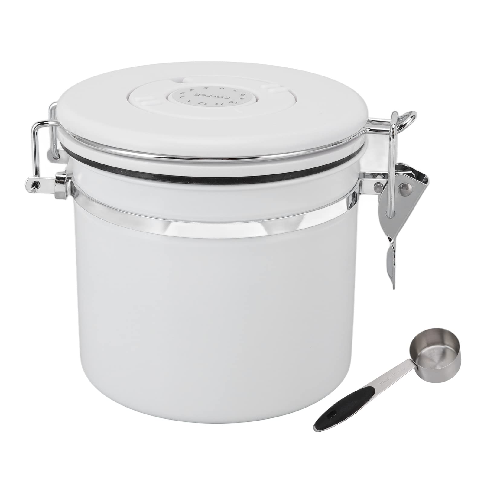 1.2L Stainless Steel Airtight Food Storage Container - Coffee Bean & Powder Canister with Sealable Lid - Kitchen Pantry Organization for Coffee, Tea, Dry Goods (White) - Perfect for Home, Office & Camping Use
