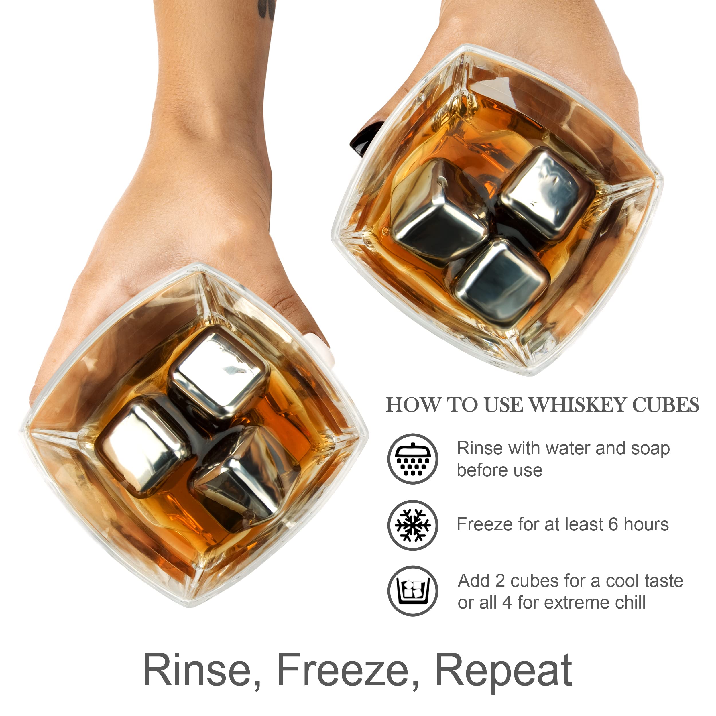 Premium Whiskey Decanter Set with 2 Glasses, 8 Stainless Steel Ice Cubes & Slate Coasters - Luxury Whiskey Gift Set for Men in Elegant Pinewood Box - Perfect for Home Bars, Gifts & Bourbon Tasting Parties
