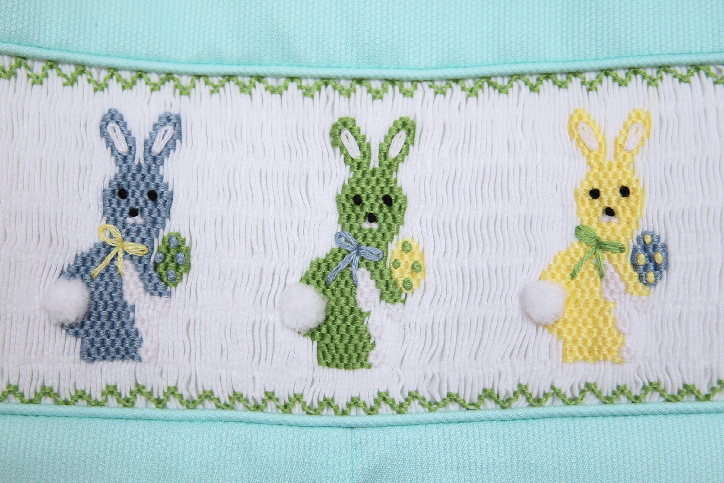 Easter Bunny Romper for Boys - Hand Smocked Shortall Outfit for Kids | Elegant Baby Boy Clothes for Spring Photoshoot & Holiday Celebrations