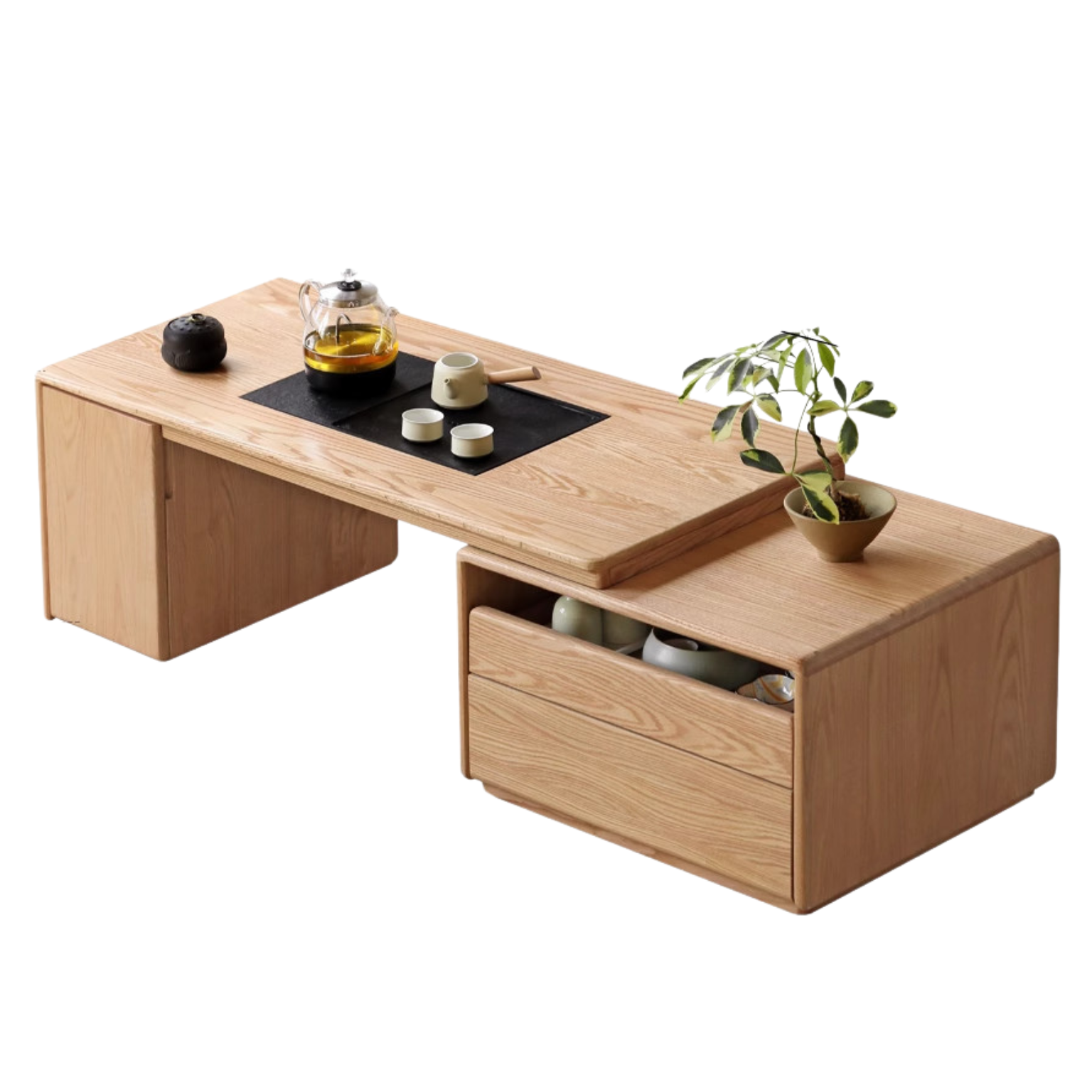 47.2-68.1x22x17.7 inch / 120-173.5x56x45 cm / Natural wood color / Oak telescopic coffee table