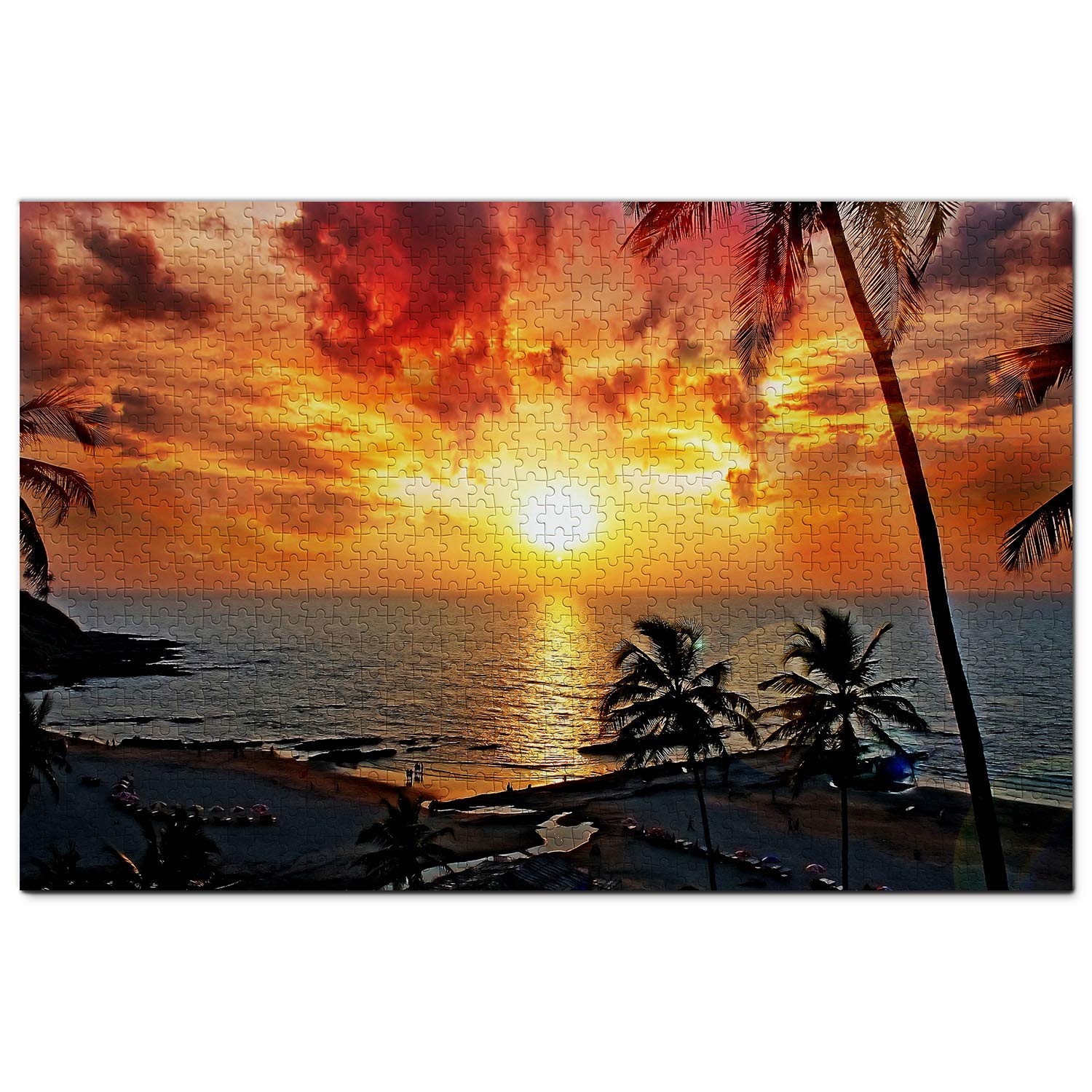 1000-Piece India Agonda Beach Goa Wooden Jigsaw Puzzle - Travel Souvenir & Home Decor for Adults, Perfect for Relaxation & Stress Relief