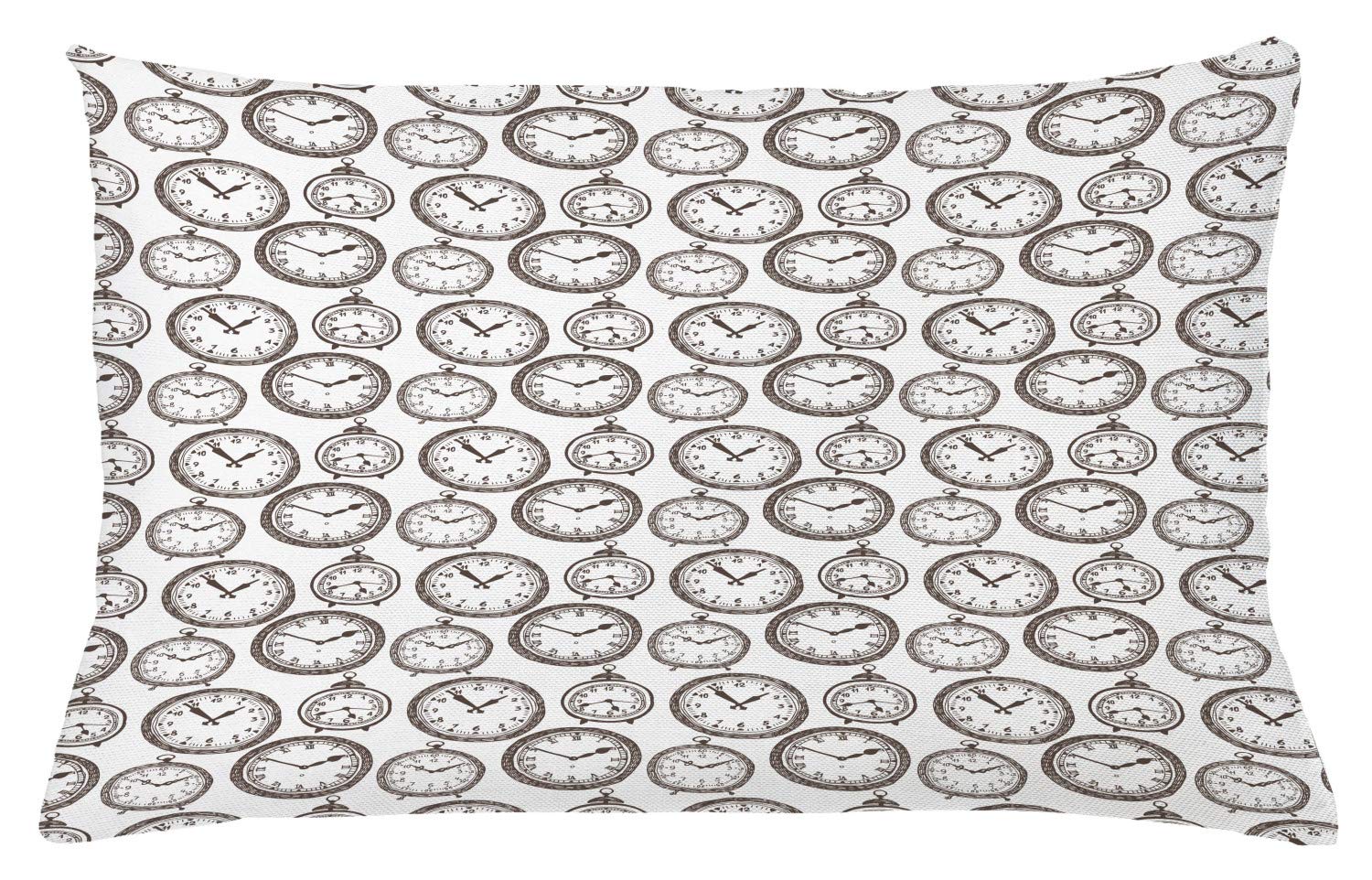 Antique Pocket Watches Sketch Throw Pillow Cover - 26x16 Inch Decorative Rectangle Cushion Case with Chronometer Design on Abstract Brown White Background | Perfect for Living Room, Bedroom & Office Decor