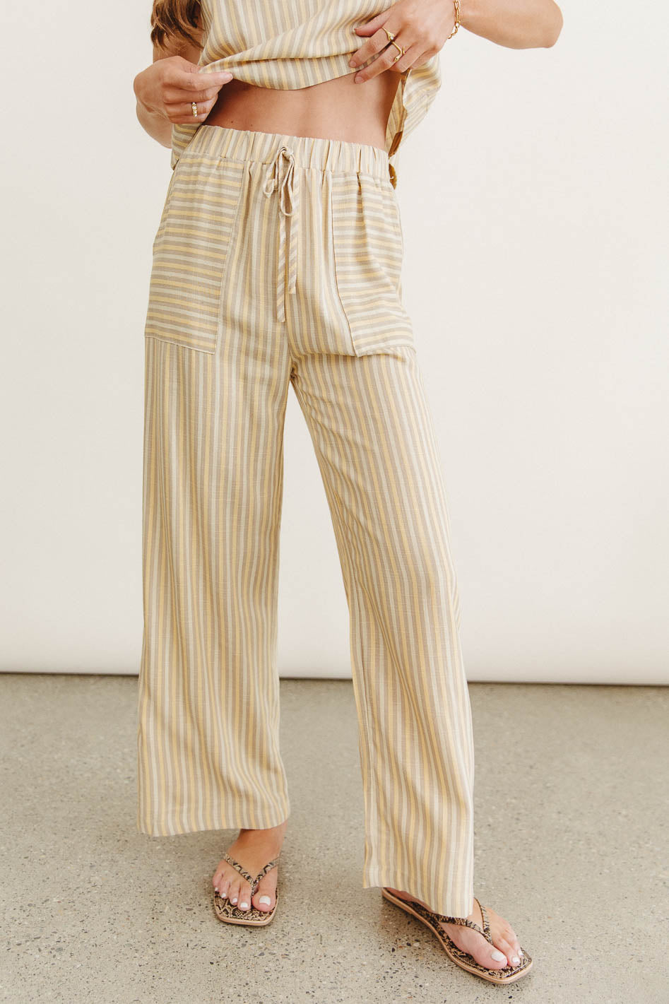 Alix Striped Wide Leg Pants for Women - Comfortable High Waisted Lounge Pants - Perfect for Yoga, Travel & Casual Wear - FINAL SALE