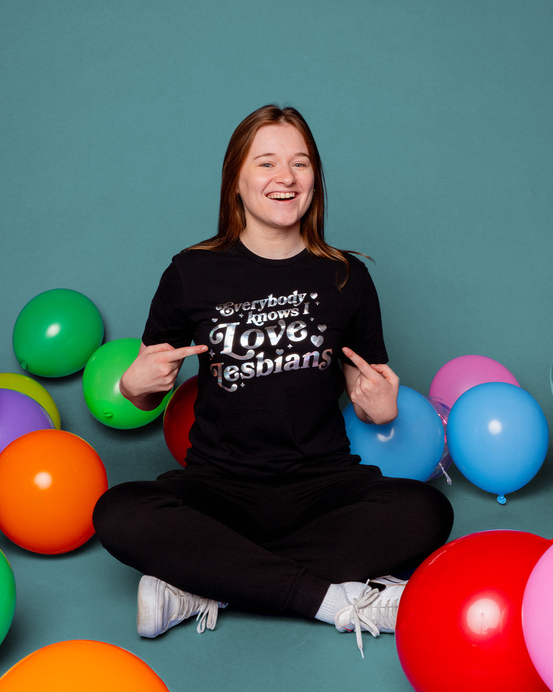 Everybody Knows I Love Lesbians T-Shirt - Rainbow Holographic Graphic Tee for Pride Month & LGBTQ+ Support - Perfect for Pride Parades, Gay Rights Events & Ally Celebrations