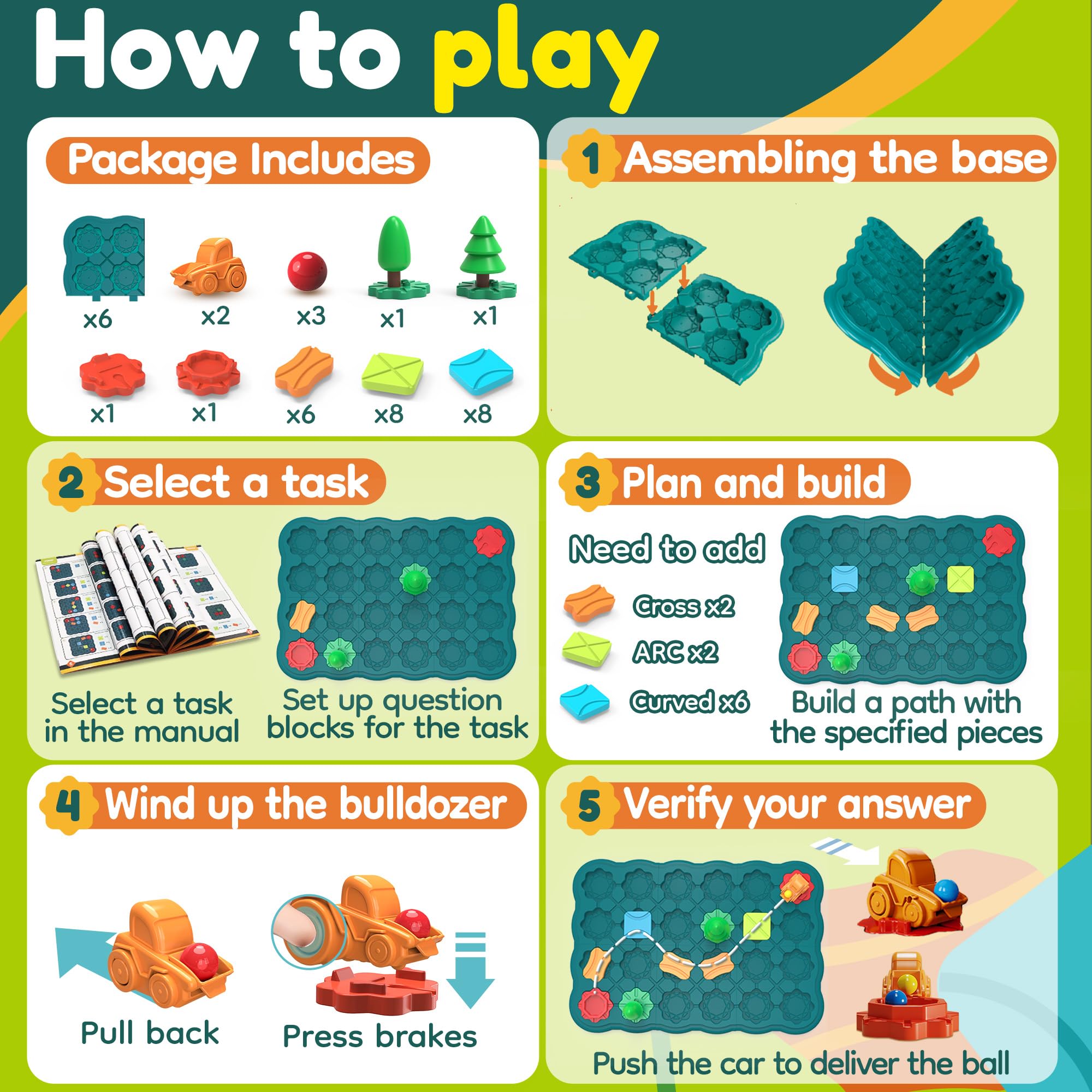 STEM Educational Toys for Kids Ages 4-8 - Logic Road Builder Puzzle Board Games, Montessori Learning Toys for 4 5 6 7 Year Old Boys & Girls, 41 PCS Classroom & Birthday Gift - Perfect for Preschool Learning & Family Game Night
