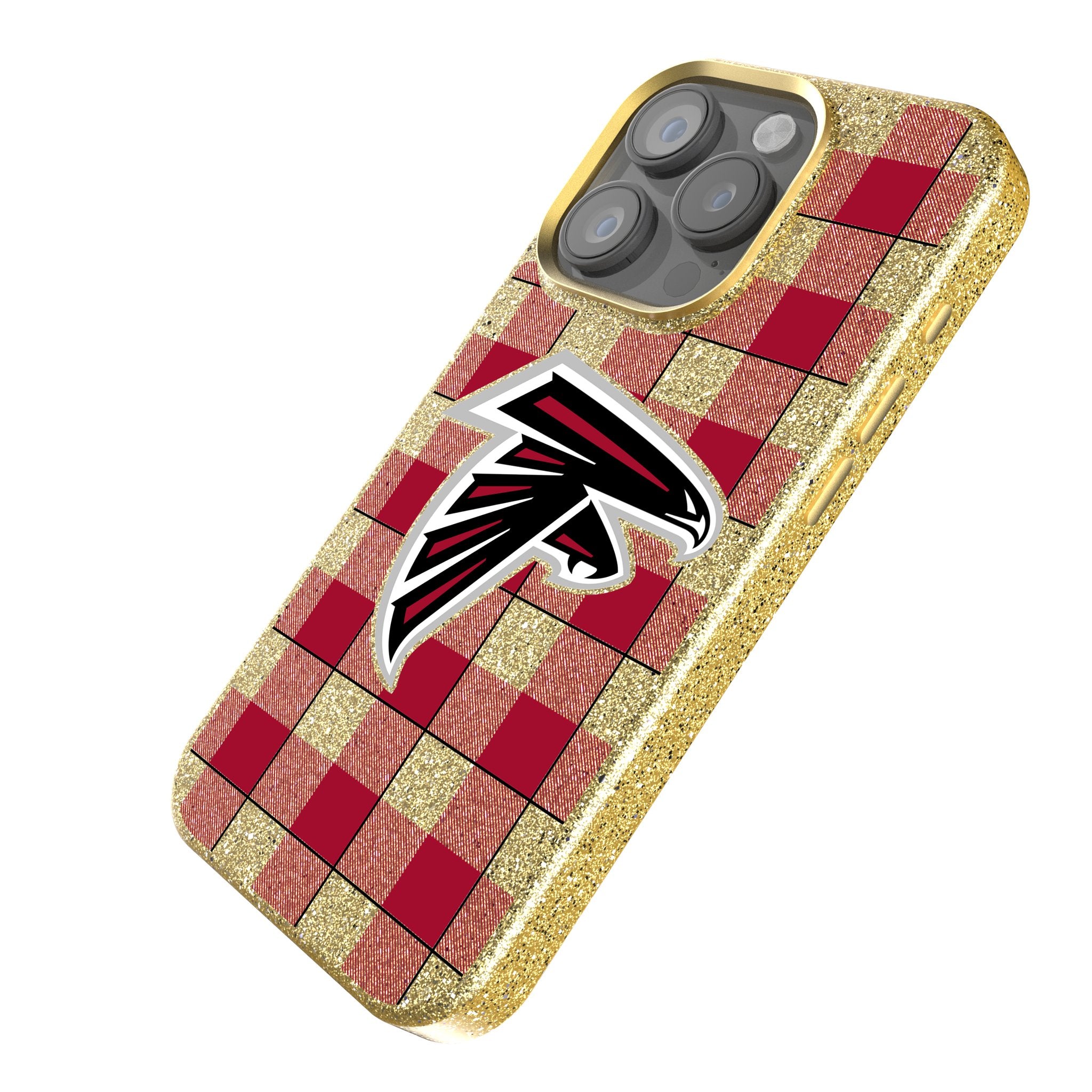 Atlanta Falcons Plaid Rhinestone Phone Case - Glittery NFL Team Design for iPhone & Samsung - Perfect for Game Day & Falcons Fans