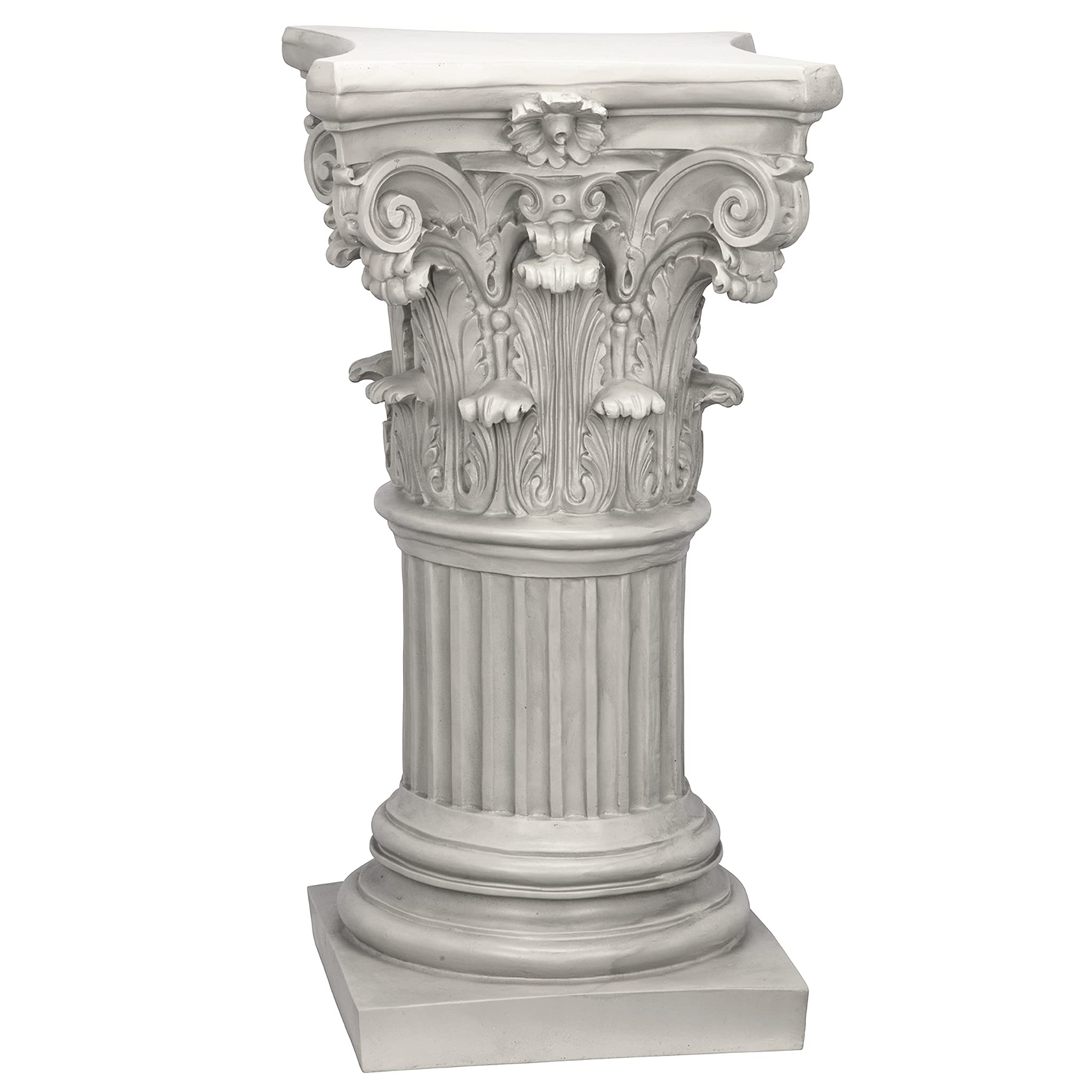 Design Toscano Corinthian Pedestal Column Plant Stand - 29 Inch Tall Cast Stone Resin with Antique Finish | Indoor/Outdoor Garden Decor, Home & Office Display