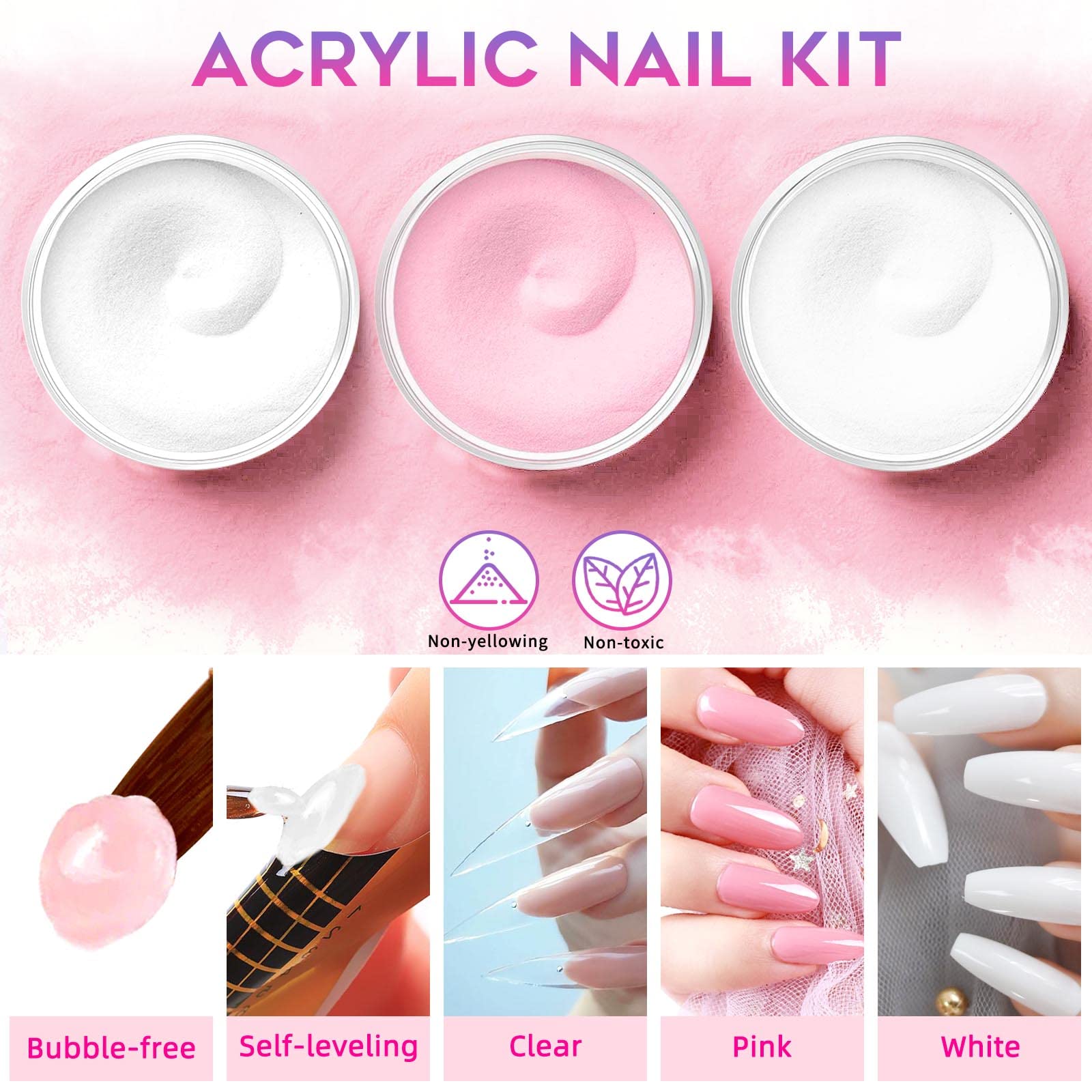 Professional Acrylic Nail Kit for Beginners - Complete Set with Acrylic Powder, Glitter Nail Art Tips, Nail Drill & UV LED Lamp (Multicolor) | Perfect for Home Manicures, Salon Use & DIY Nail Art