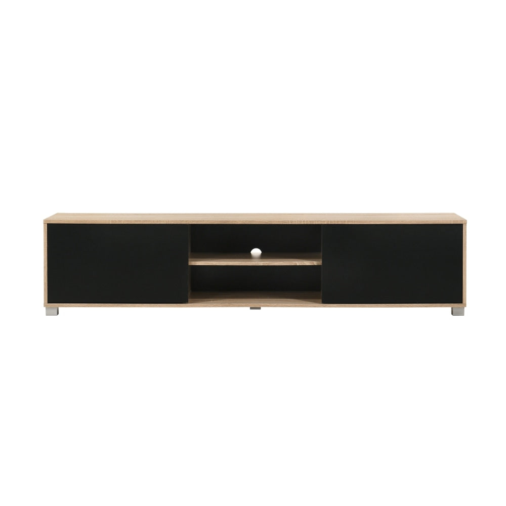 Calliope TV Stand with 2 Doors - Oak & Black Entertainment Center for Living Room, Bedroom, Home Theater - Modern Media Console with Storage for TV up to 65