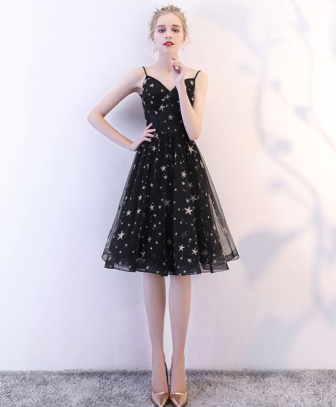Elegant Black V-Neck Tulle Short Prom Dress for Women - Perfect for Homecoming, Cocktail Parties & Special Occasions