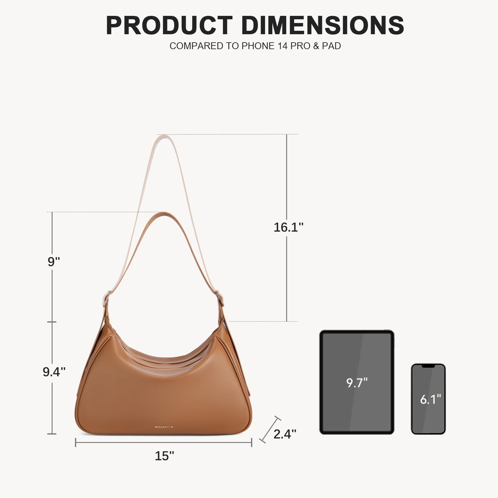 BOSTANTEN Women's Small Crossbody Purse - Trendy Crescent Shoulder Bag Hobo Handbag for Everyday Use, Date Night & Travel Accessories