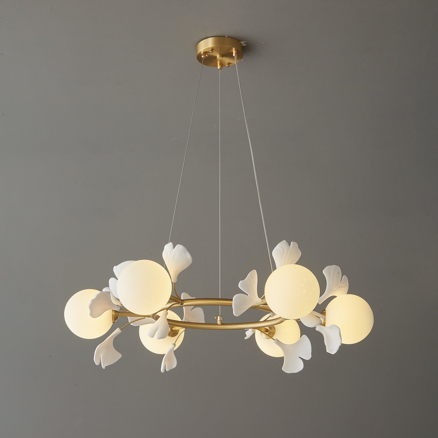 Evander Gingko Chandelier - Modern Leaf Design Crystal Ceiling Light Fixture for Dining Room, Living Room & Bedroom Decor