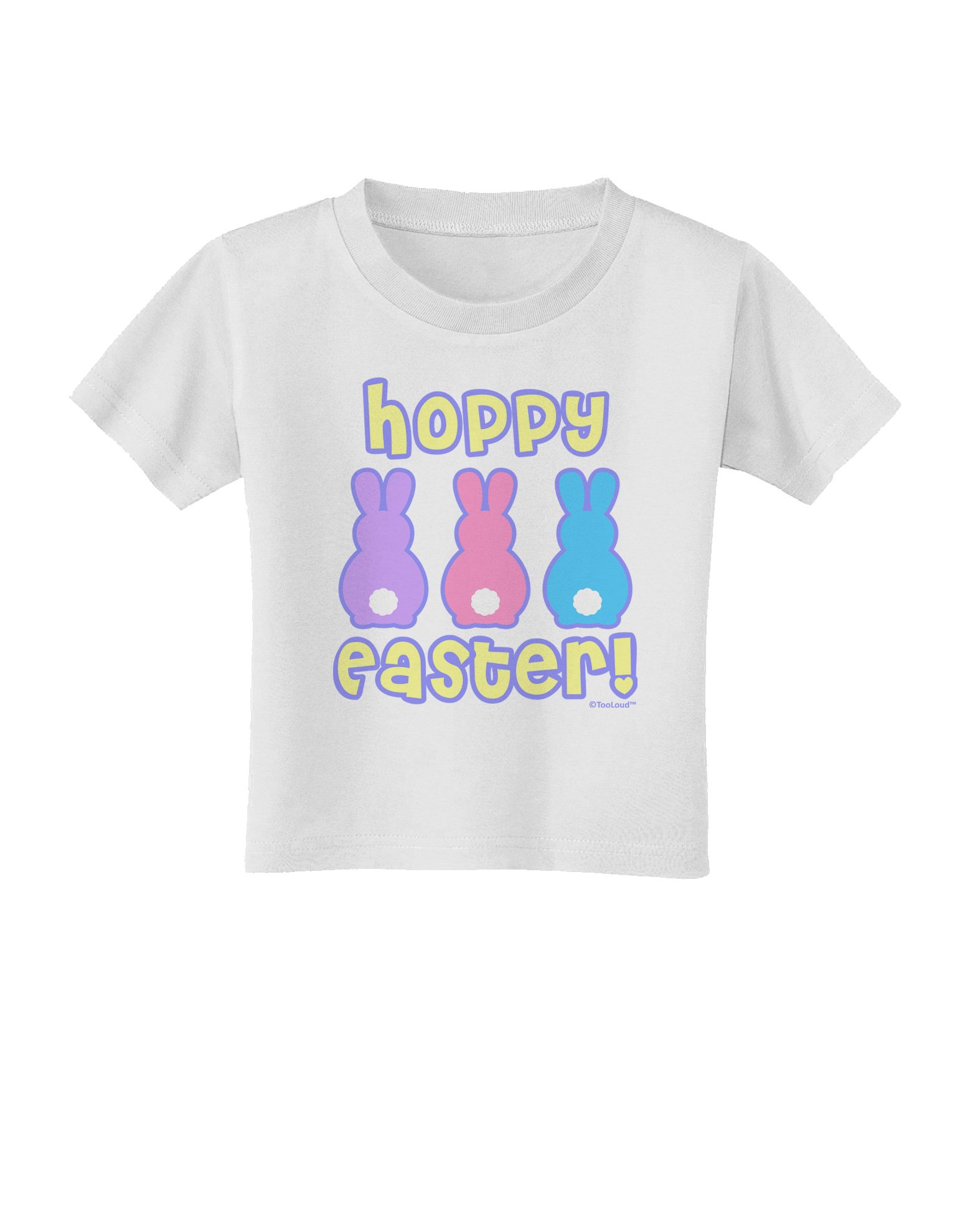 TooLoud Three Easter Bunnies Hoppy Easter Toddler T-Shirt - Cute Easter Outfit for Boys & Girls - Perfect for Easter Egg Hunts & Spring Celebrations