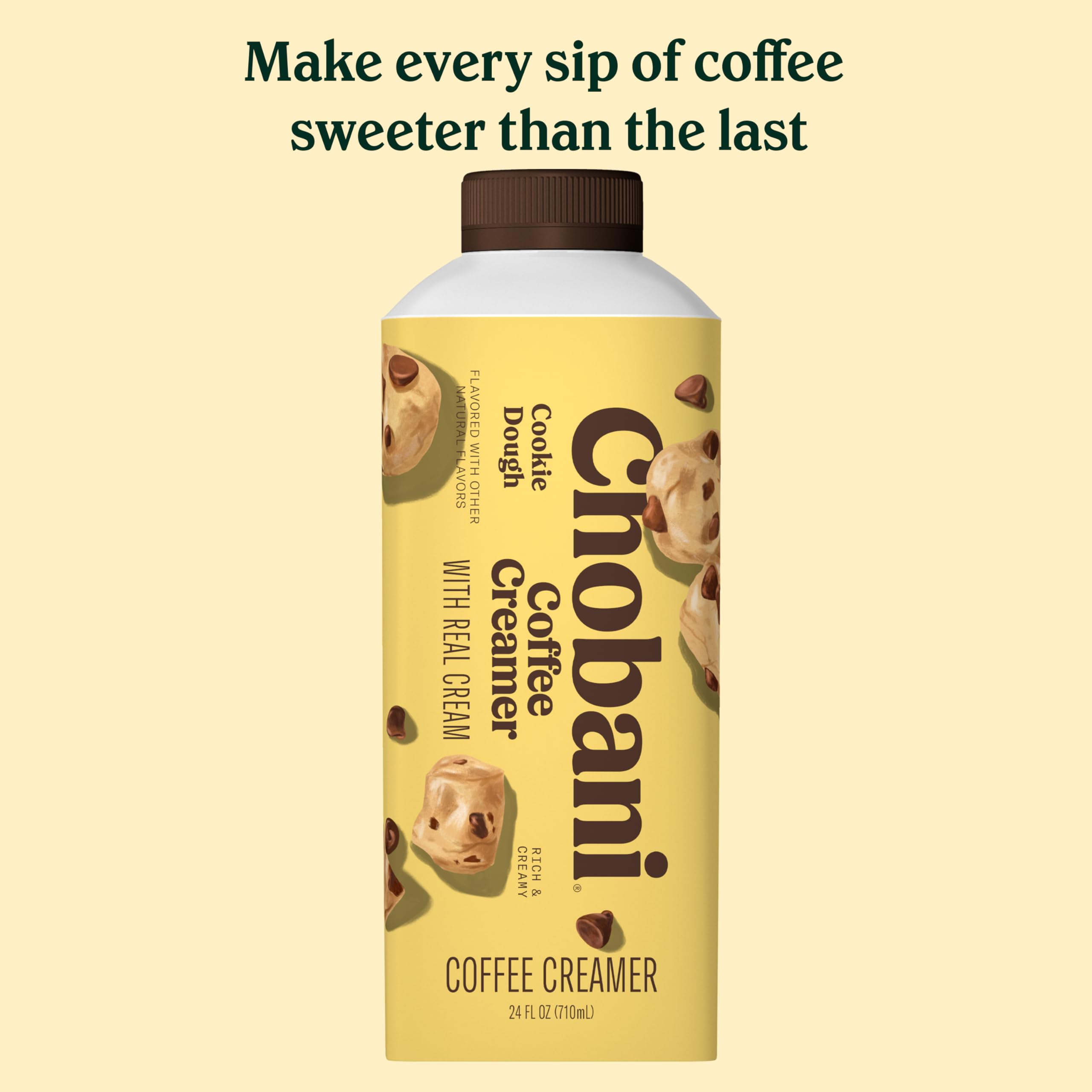 Chobani® Cookie Dough Flavored Coffee Creamer - 24 fl oz (710ml) Dairy-Free Non-Dairy Creamer for Coffee, Tea & Baking | Perfect for Home, Office & Cafes