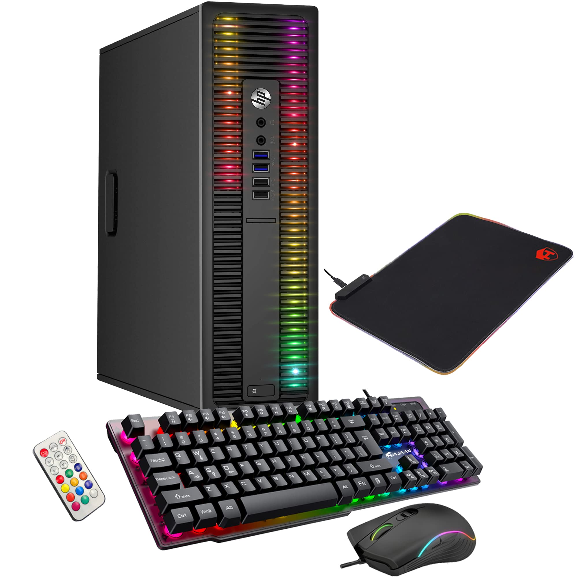 HP ProDesk Desktop PC - Intel Core i5-4570 3.2GHz, 8GB RAM, 256GB SSD, Windows 10 Pro, WiFi - RGB Lighting Gaming Computer with Keyboard & Mouse (Renewed) - Perfect for Home Office, Gaming & Productivity