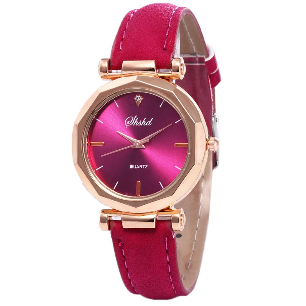 Elegant Diamond Dial Women's Watch - Leather Strap Quartz Timepiece for Casual & Dress Wear | Perfect Gift for Her