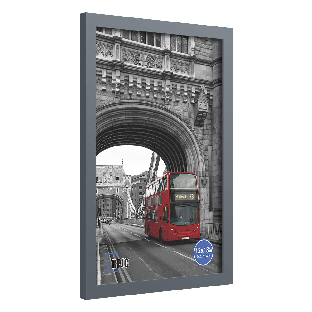 12x18 Inch Solid Wood Poster Frame - Wall Mount Hanging Picture Frame in Grey - Perfect for Home Decor, Office Art Display & Gift Giving