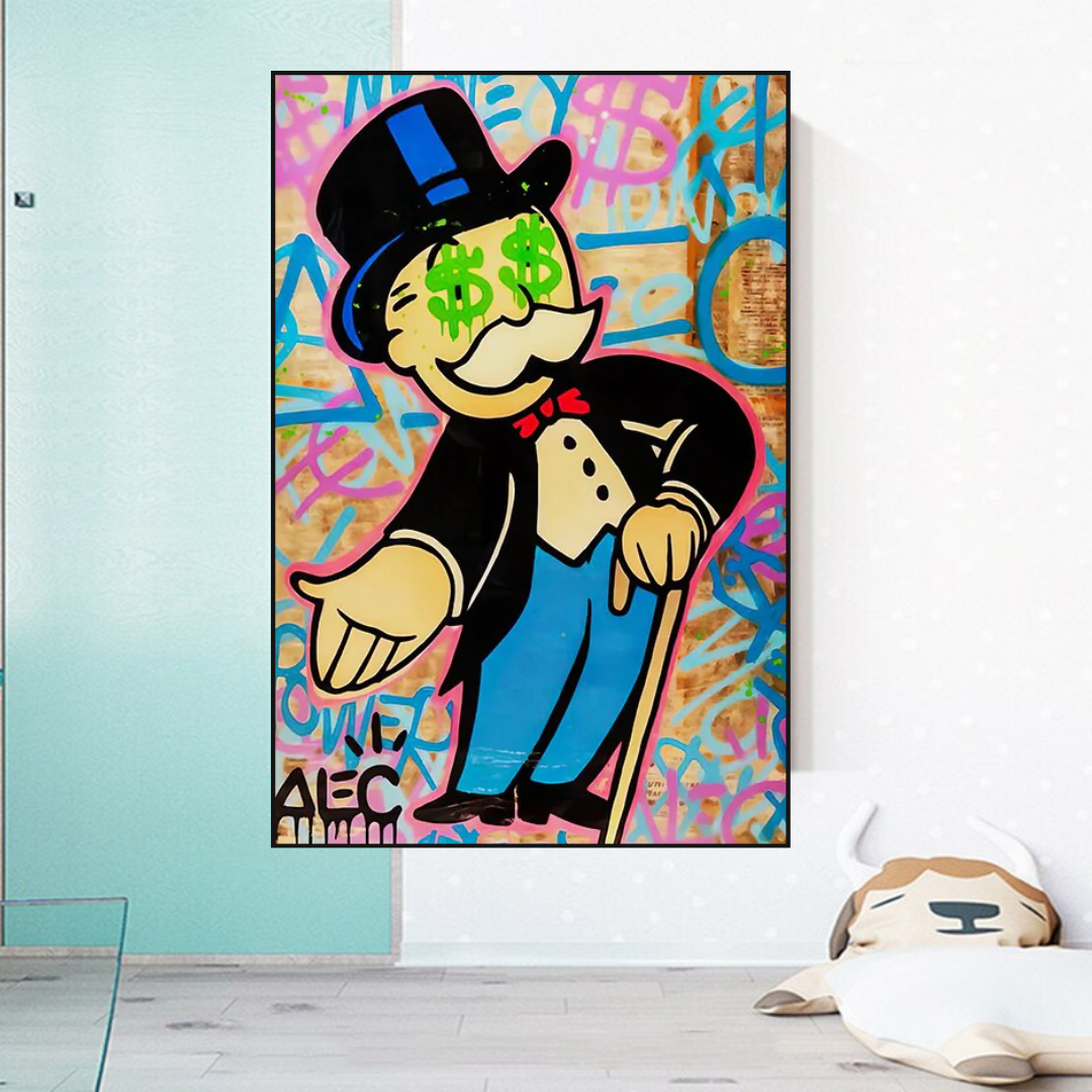 Alec Monopoly Graffiti Art Canvas Print - Urban Street Art Wall Decor for Living Room, Bedroom & Office