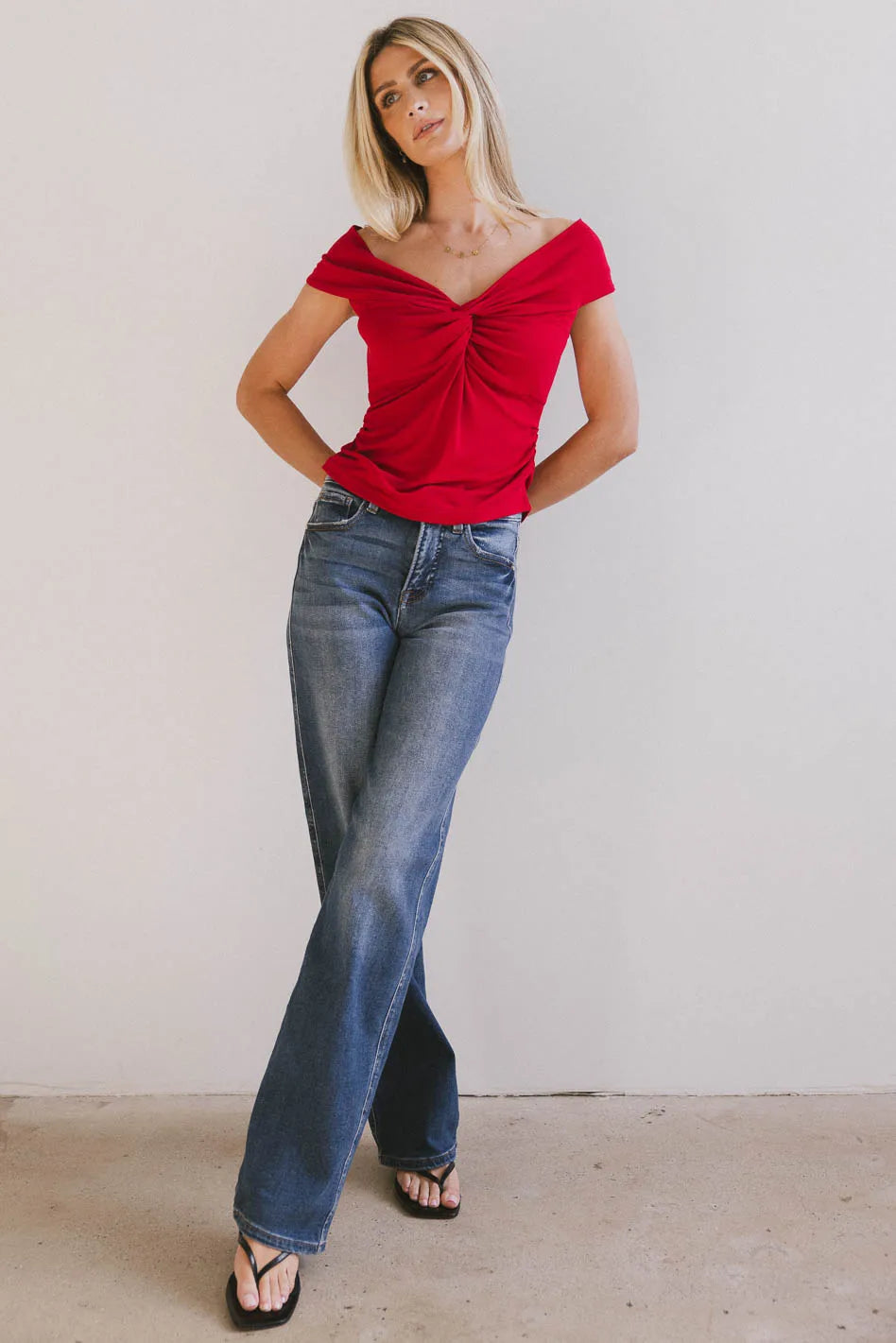 Natalia Ruched Red Blouse for Women | Elegant & Stylish Tops | Perfect for Parties, Dates & Office Wear | FINAL SALE