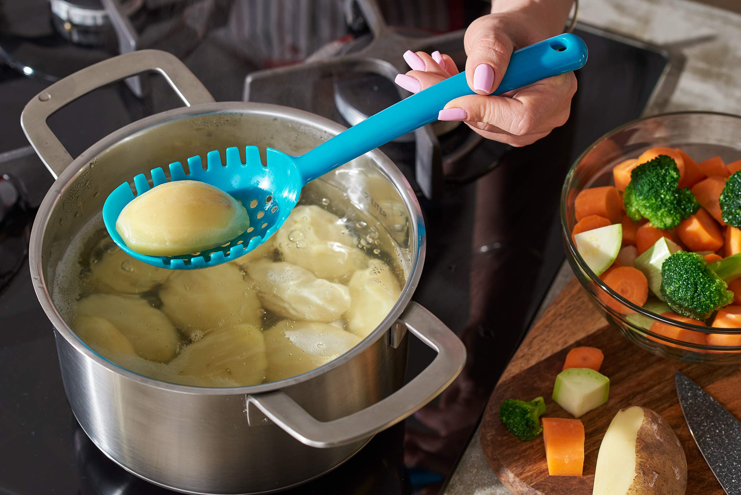 2-Pack Slotted Serving Spoons - Heat-Resistant Kitchen Utensils for Draining & Serving Pasta, Vegetables, Salads - Dishwasher Safe USA-Made - Perfect for Dinner Parties, BBQs & Family Meals