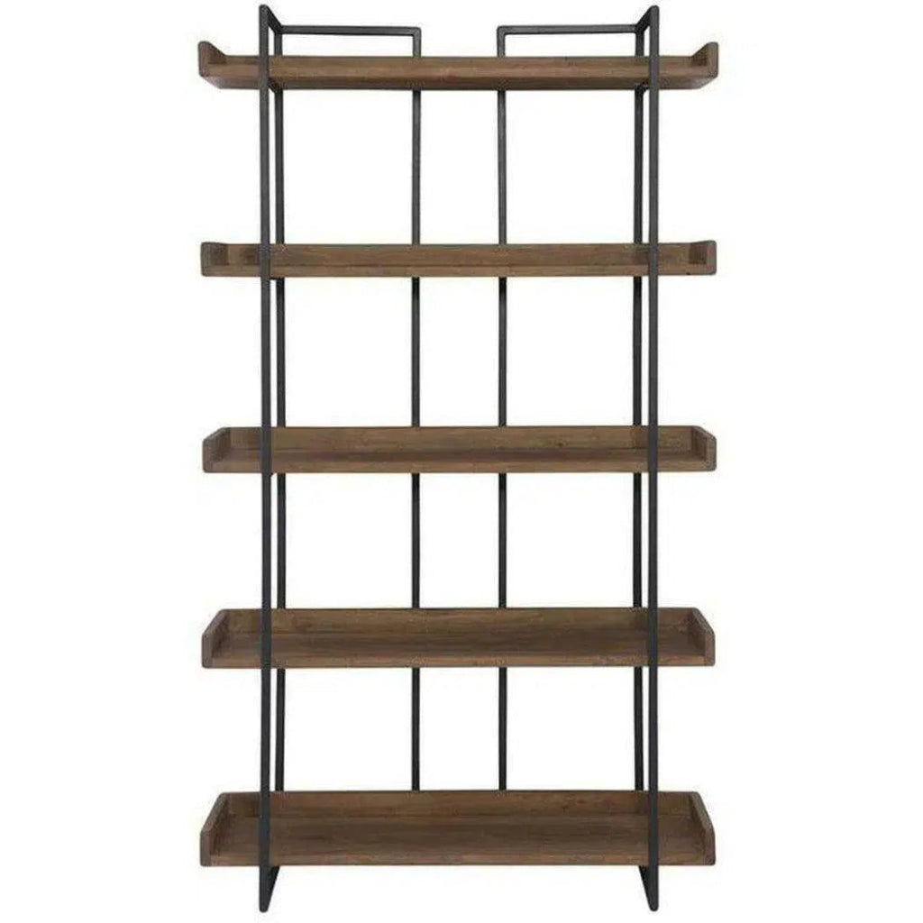44 x 77 Inches Industrial Bookshelf Small Brown - Perfect for Home Office, Living Room & Bedroom Storage Organization