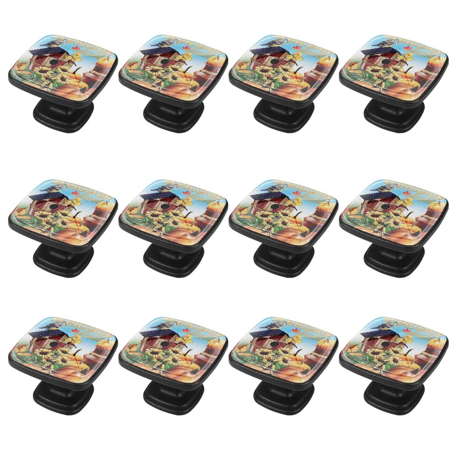 GIAPB 12Pcs Cabinet Handles & Knobs - Fall Pumpkin Decor Drawer Pulls for Kitchen Cabinets, Dressers & Furniture - Perfect for Home Renovation & Autumn Decor