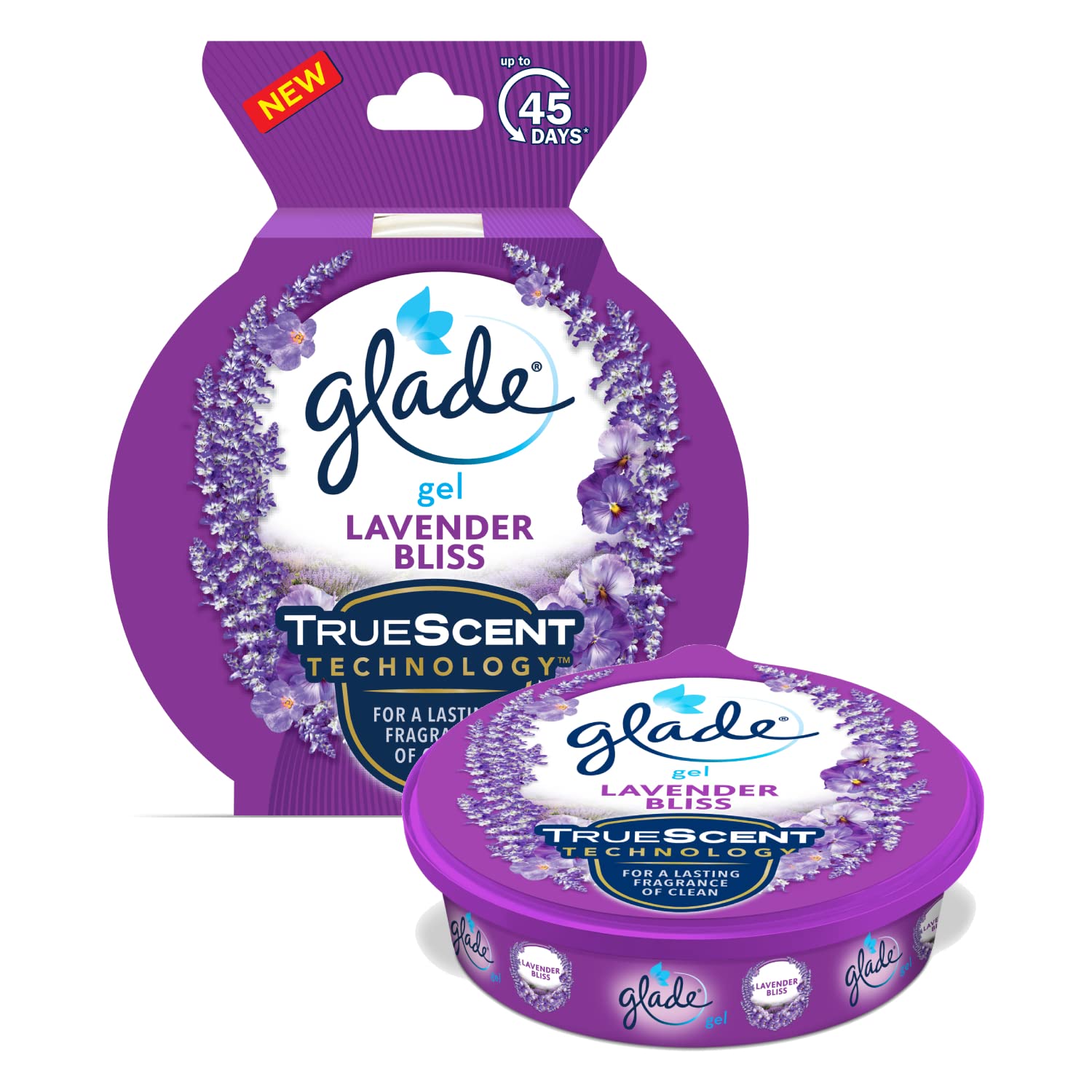Glade Wild Lavender Gel Air Freshener - 75g (2.65oz) | Long-Lasting Fragrance for Home, Office, Bathroom & Car | Eliminates Odors Naturally