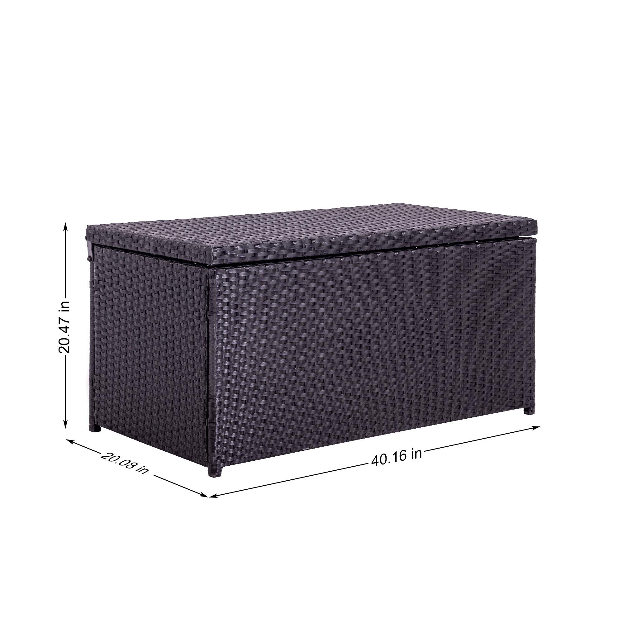 70 Gallon Outdoor Wicker Storage Box - Waterproof PE Rattan & Aluminum Patio Pool Cushion Organizer, Garden Supplies Container - Perfect for Backyard, Poolside & Patio Furniture Storage