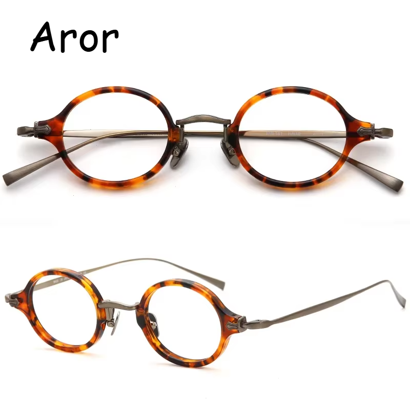 Aror Women's Full Rim Round Acetate Titanium Eyeglasses Frame 949101 - Lightweight & Durable Glasses for Work, Reading & Fashion