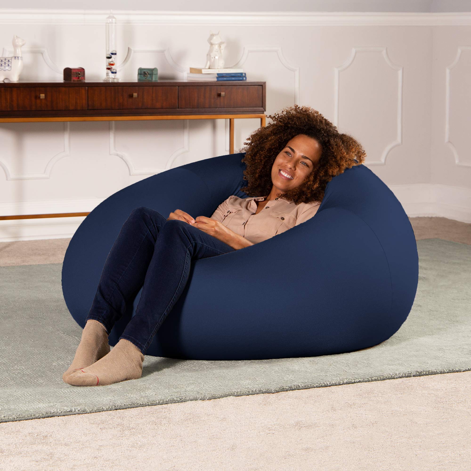 Jaxx Nimbus Spandex Bean Bag Chair for Adults - Large Navy Comfortable Lounge Chair for Living Room, Bedroom & Game Room - Perfect for Relaxing, Reading & Gaming